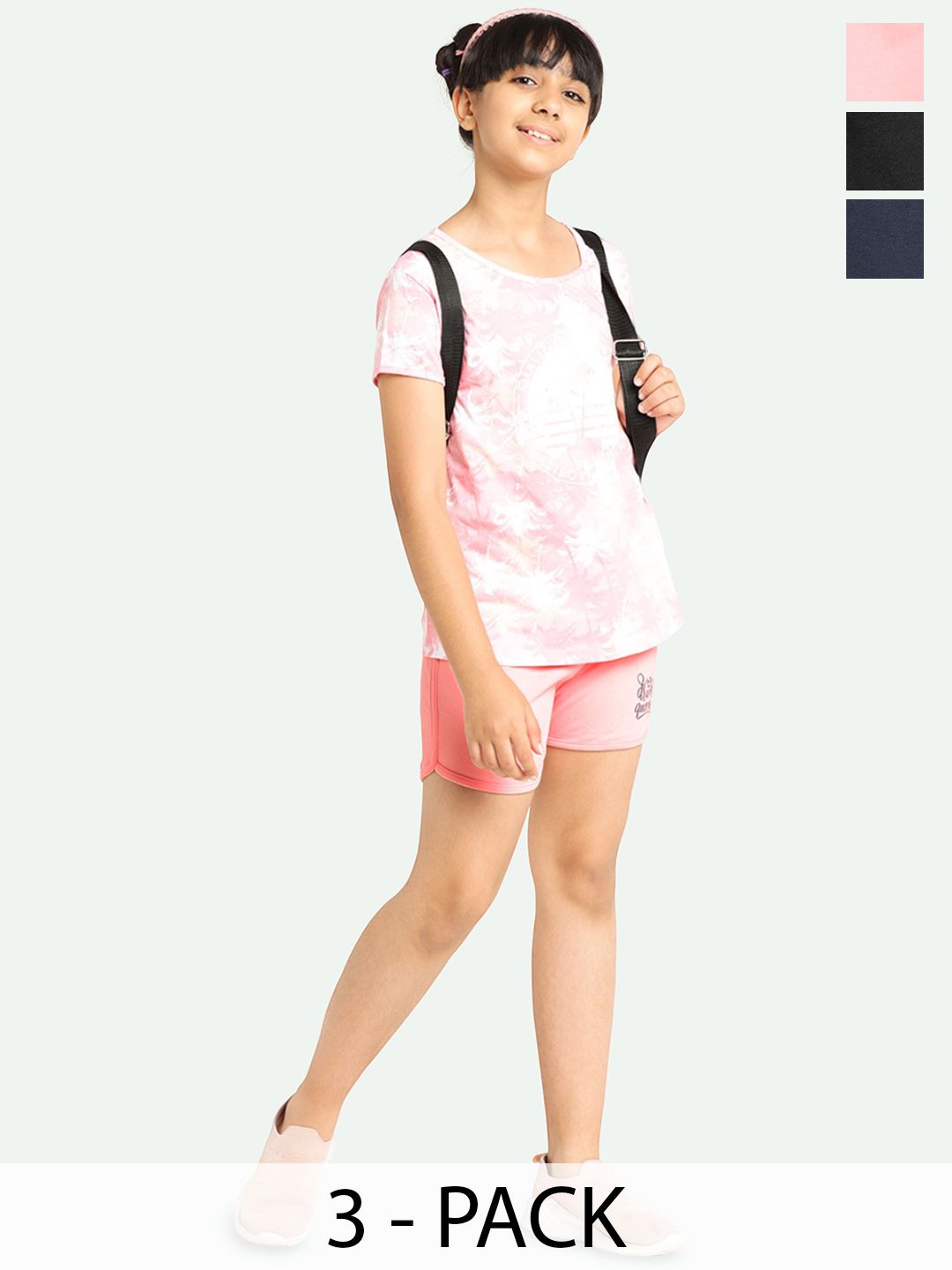 ariel Pack Of 3 Girls Printed Cotton Shorts