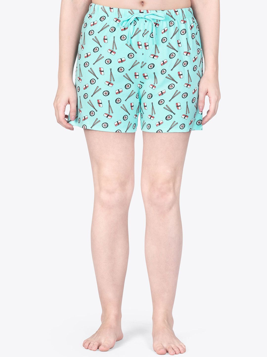 ariel Women Printed Mid Rise Pure Cotton Lounge Shorts-image-3