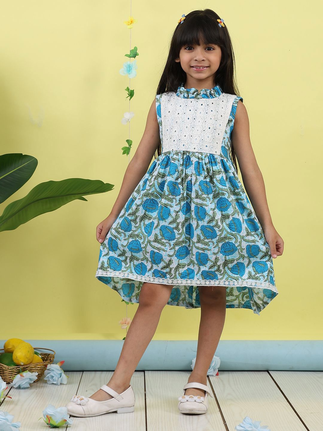 Here&Now X Kinder Kids Girls Floral Printed Gathered or Pleated Fit & Flare Dress-picture-36