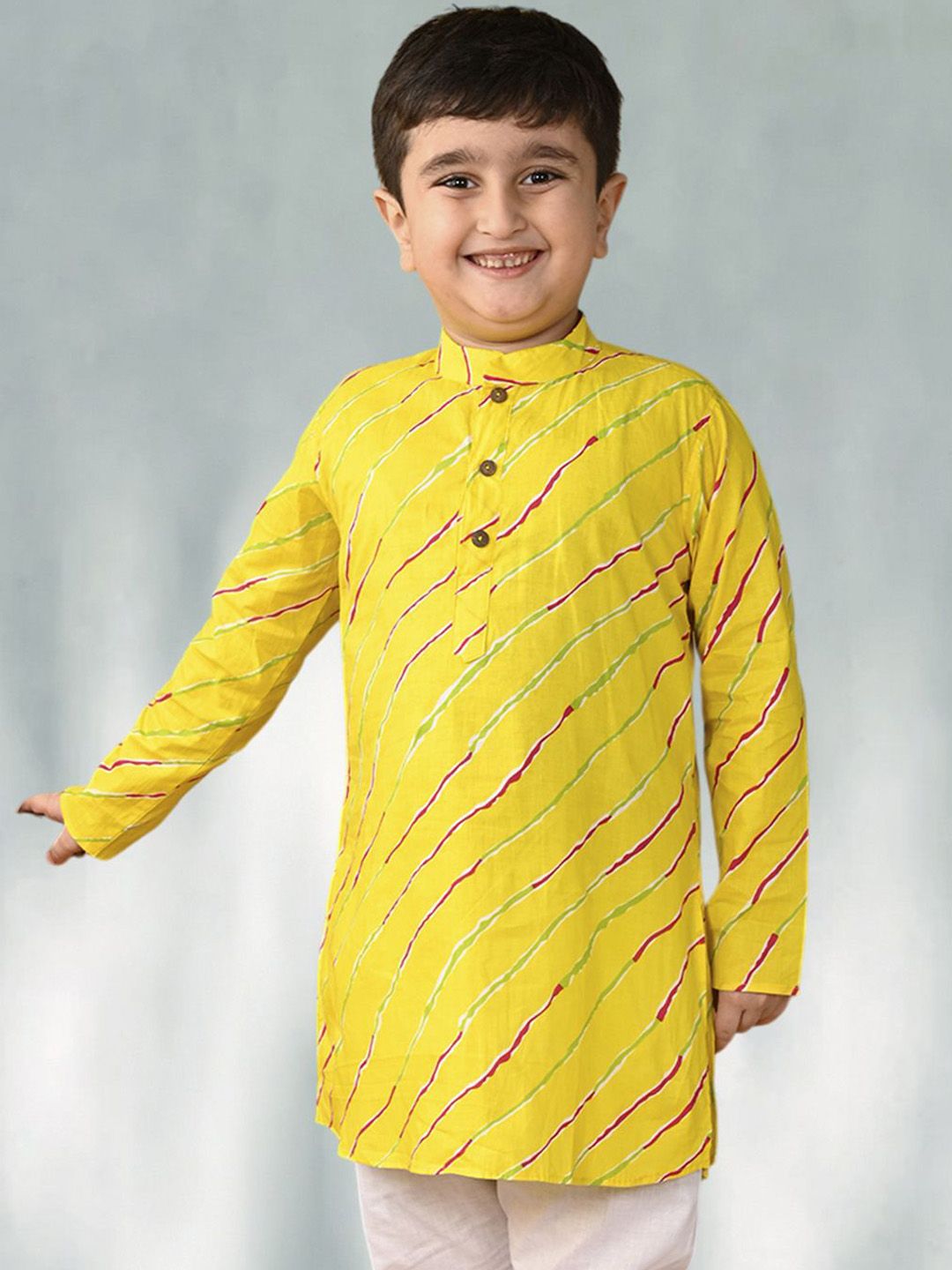 Sangria Boys Leheriya Printed Cotton Straight Kurta-image-30