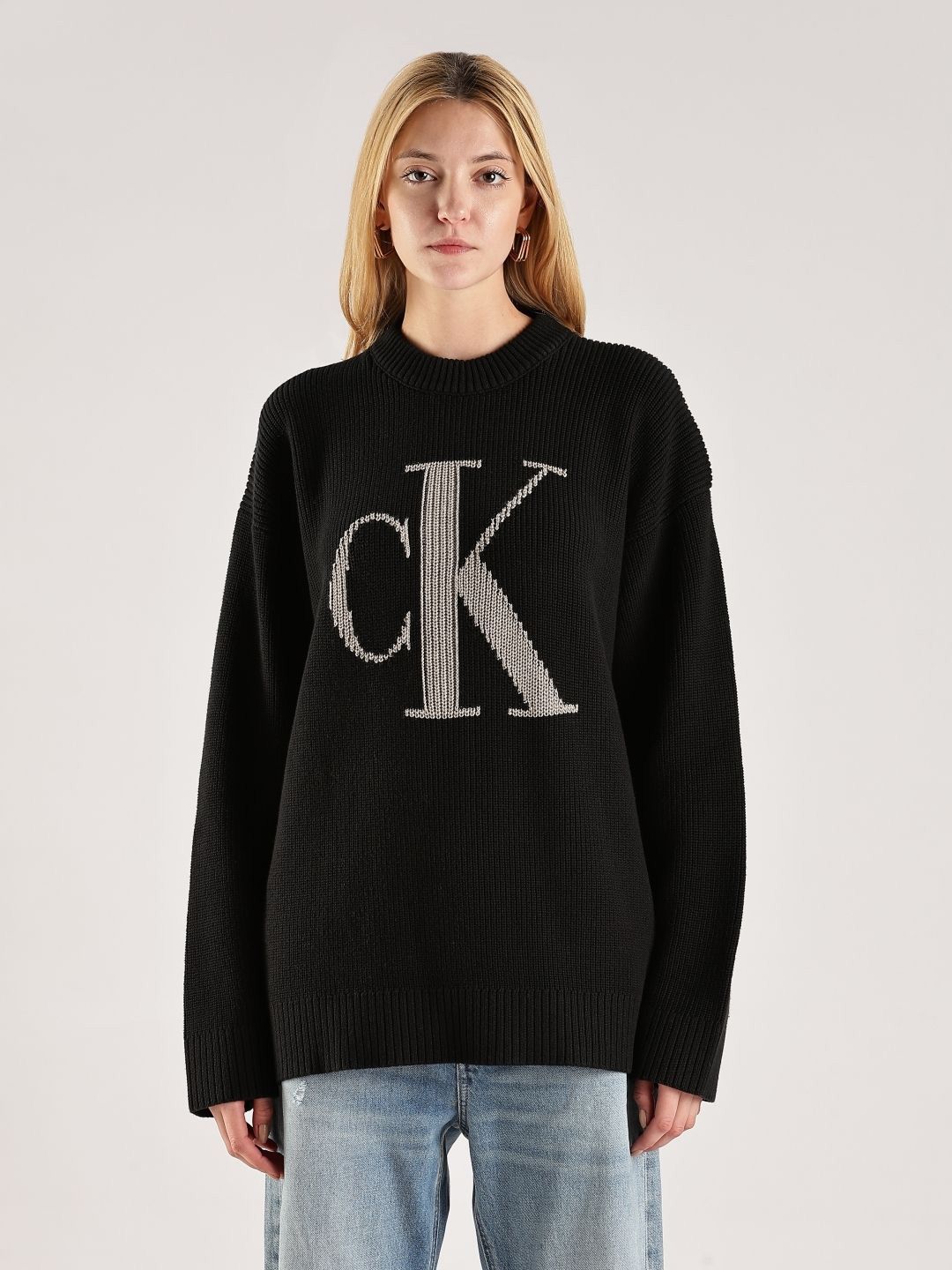 Calvin Klein Jeans Women Brand Logo Printed High Neck Cotton Pullover Sweaters-picture-30
