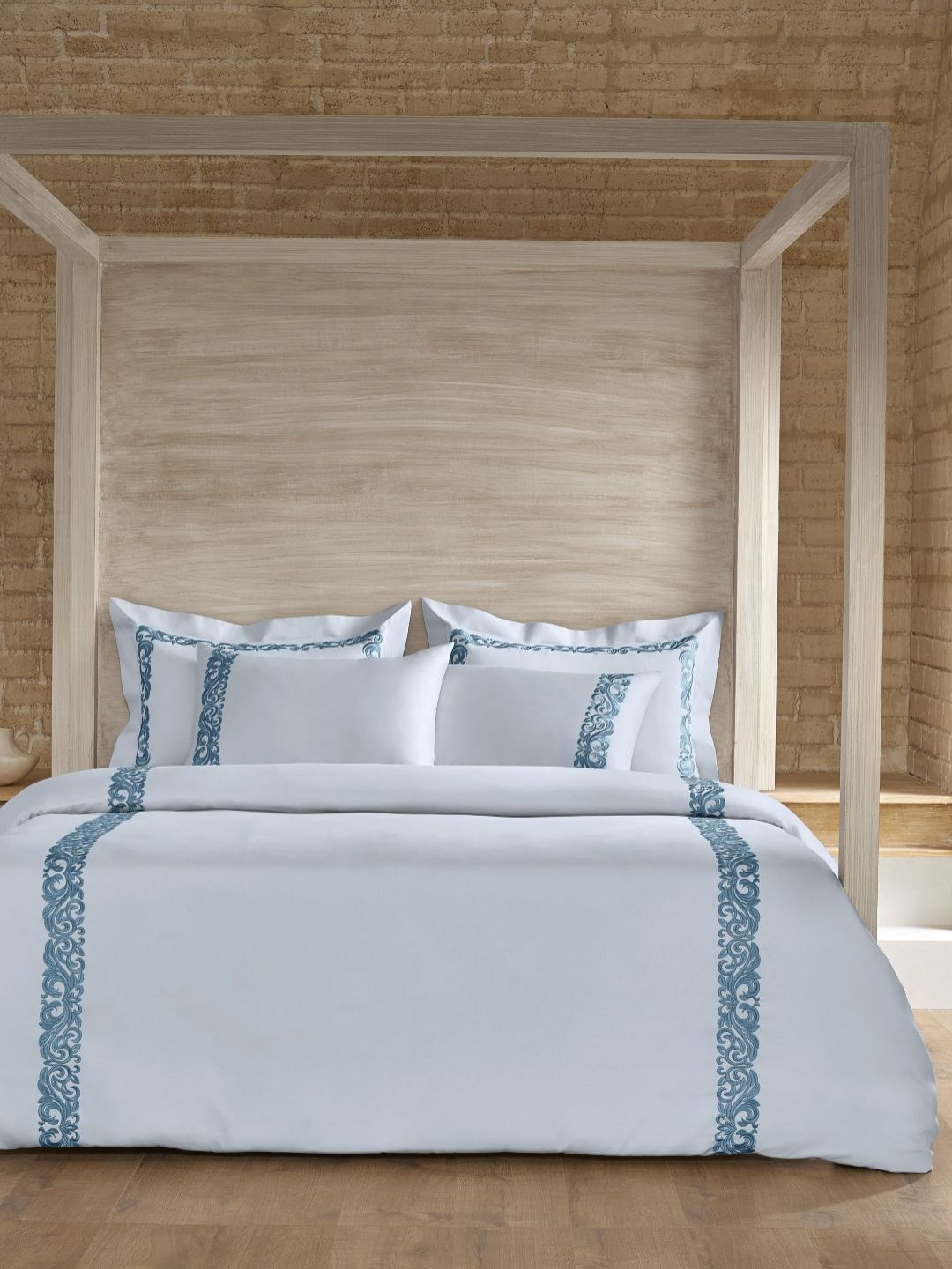 SANSAAR A DDECOR BRAND LIVE CONSCIOUSLY Blue Cotton Double Superfine Bedding Set-image-20