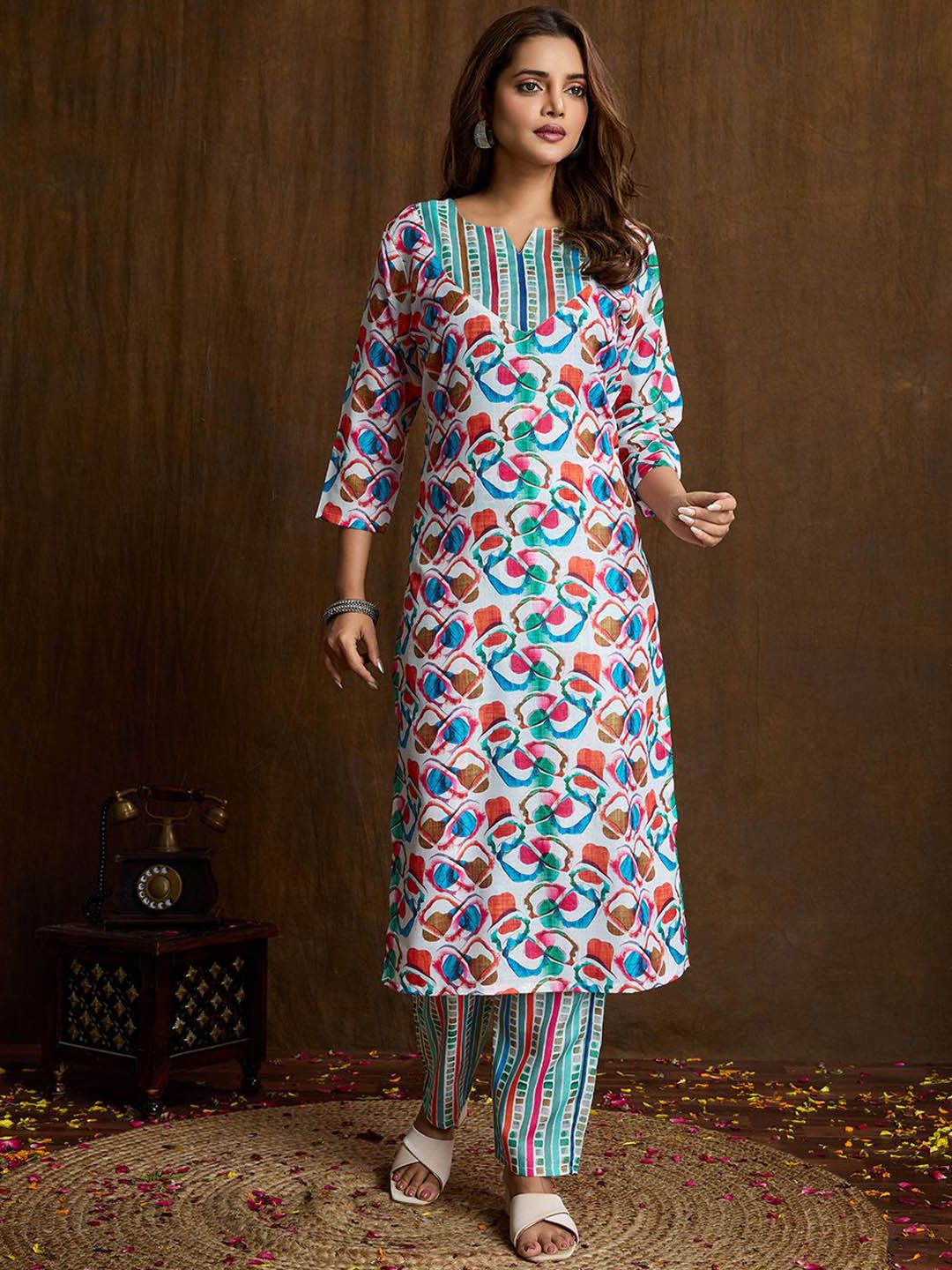 Women Basket Women Printed Regular Pure Cotton Kurta with Trousers