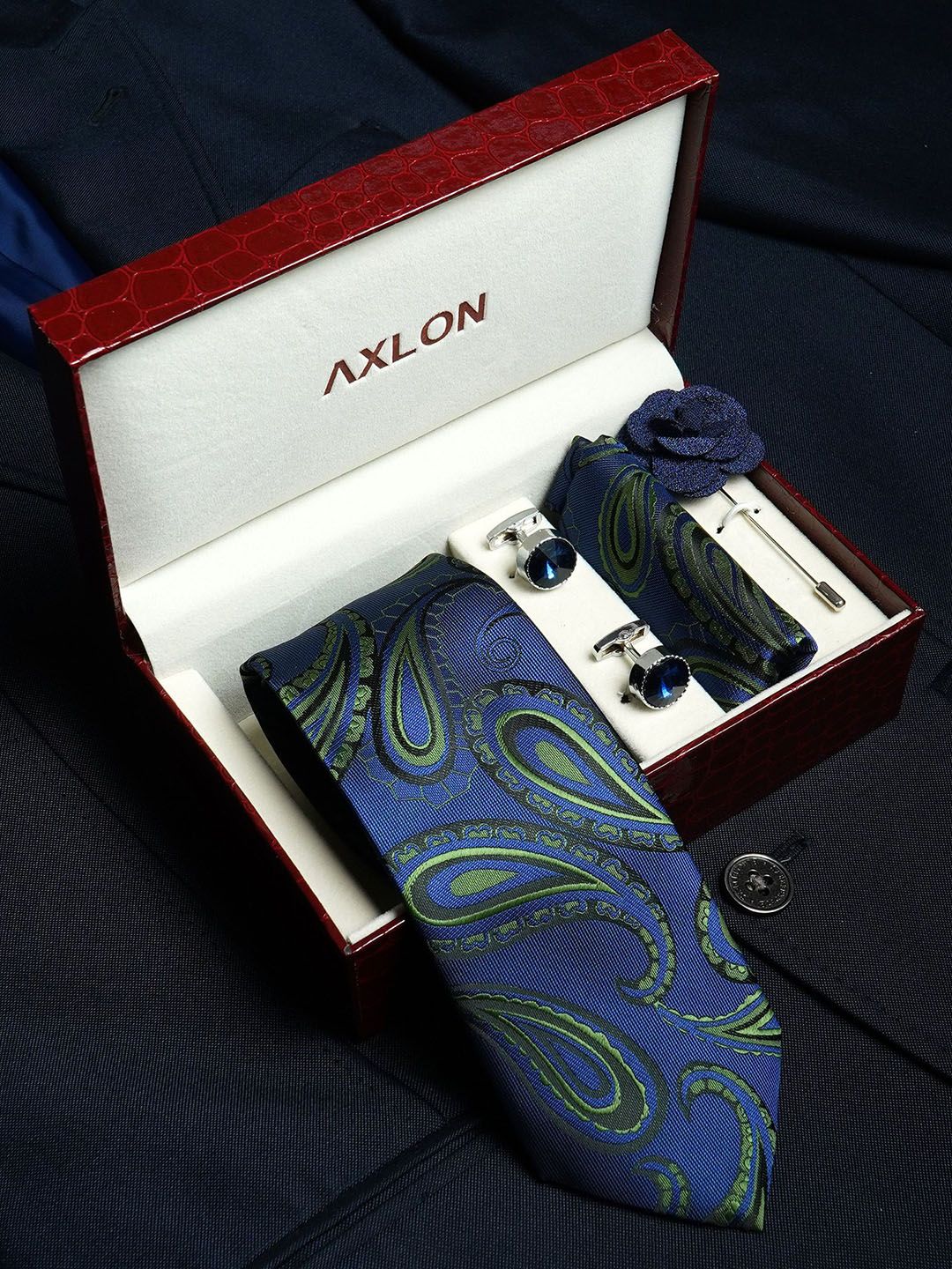 Axlon Men Paisley Tie & Pocket Square Accessory Gift Set-picture-15
