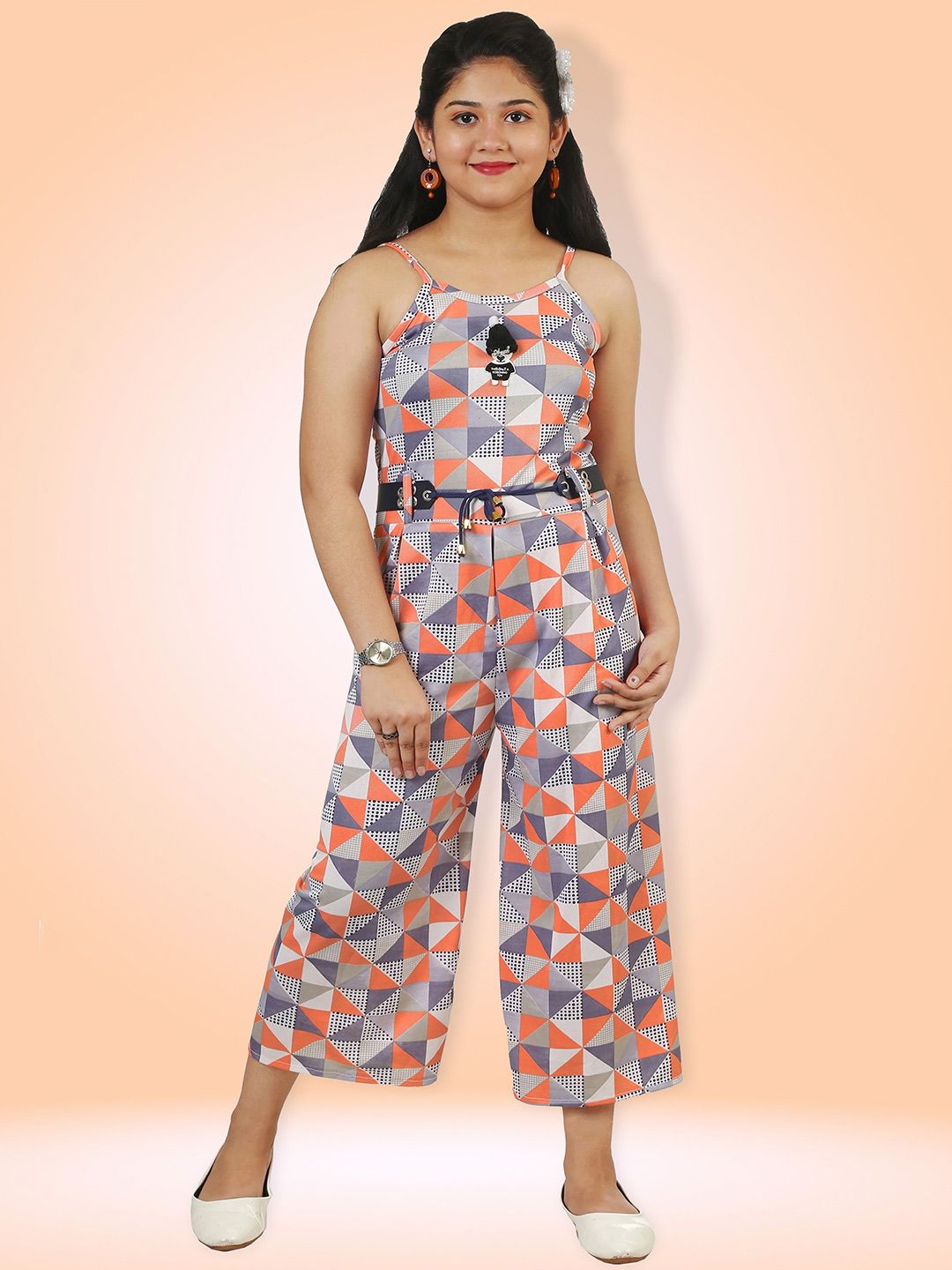 KRISHTINA Girls Printed Shoulder Straps Basic Jumpsuit-picture-18