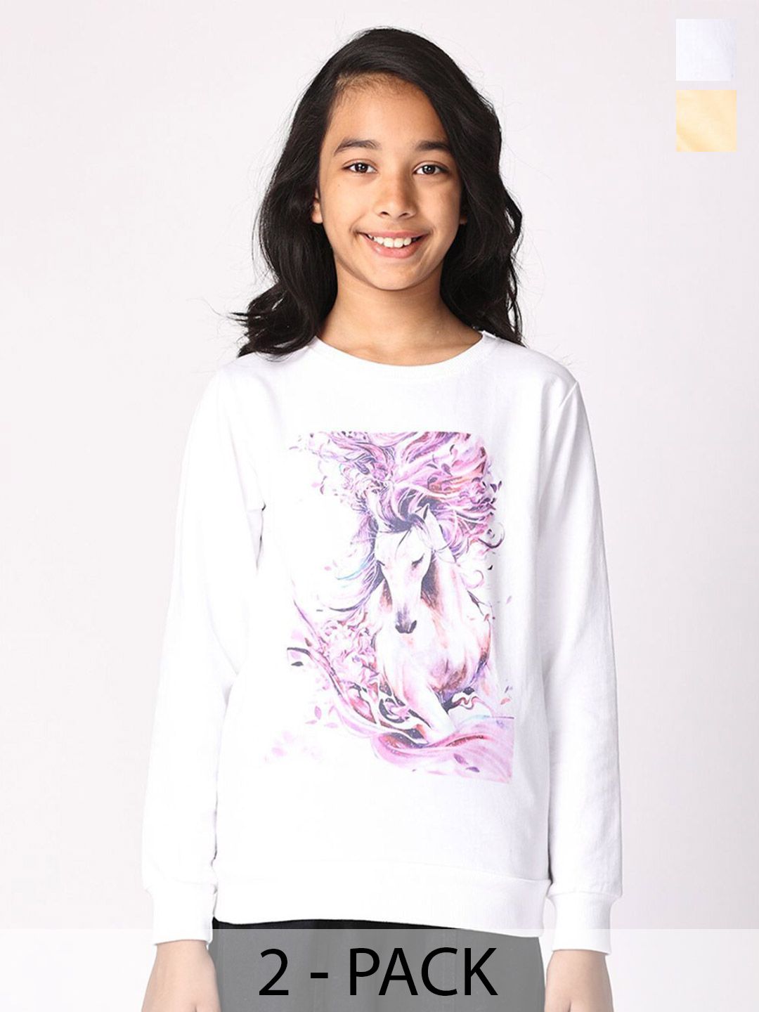 TotzTouch Girl's Pack Of 2 Graphic Printed Pullover Sweatshirt-picture-38