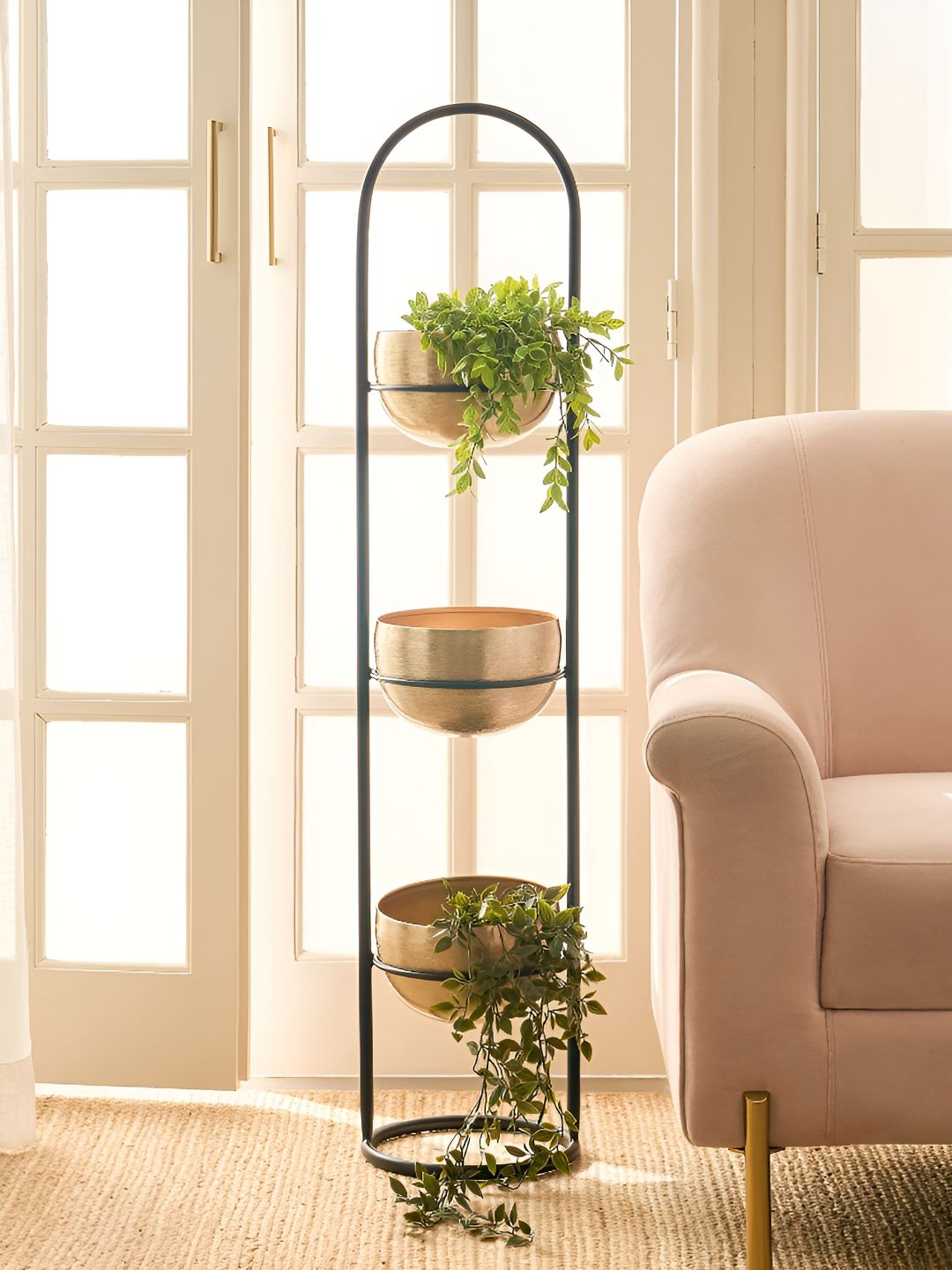 Home Centre Gardenia Mirage Black & Yellow Metal 3-Tier Floor Planter-image-45