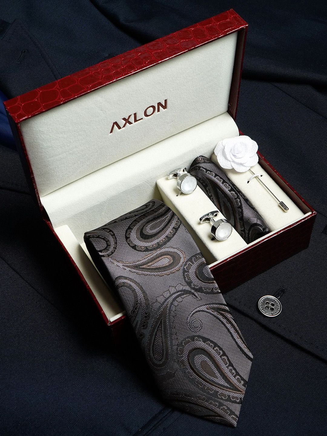 Axlon Men Paisley Tie & Pocket Square Accessory Gift Set-picture-8