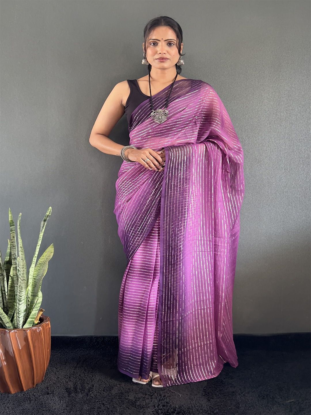 HERE&NOW Tie and Dye Pure Georgette Ready to Wear Saree-picture-28