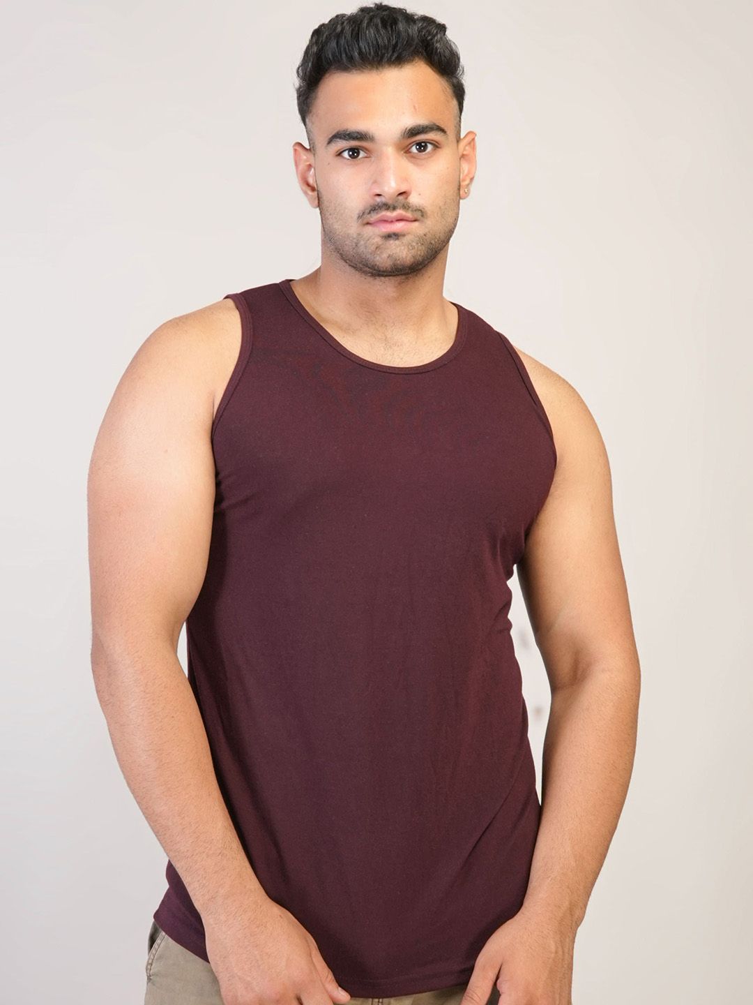 PINK GRAPES Cotton Scoop Neck Basic Vest VEST-PLAIN-BROWN-M-picture-36