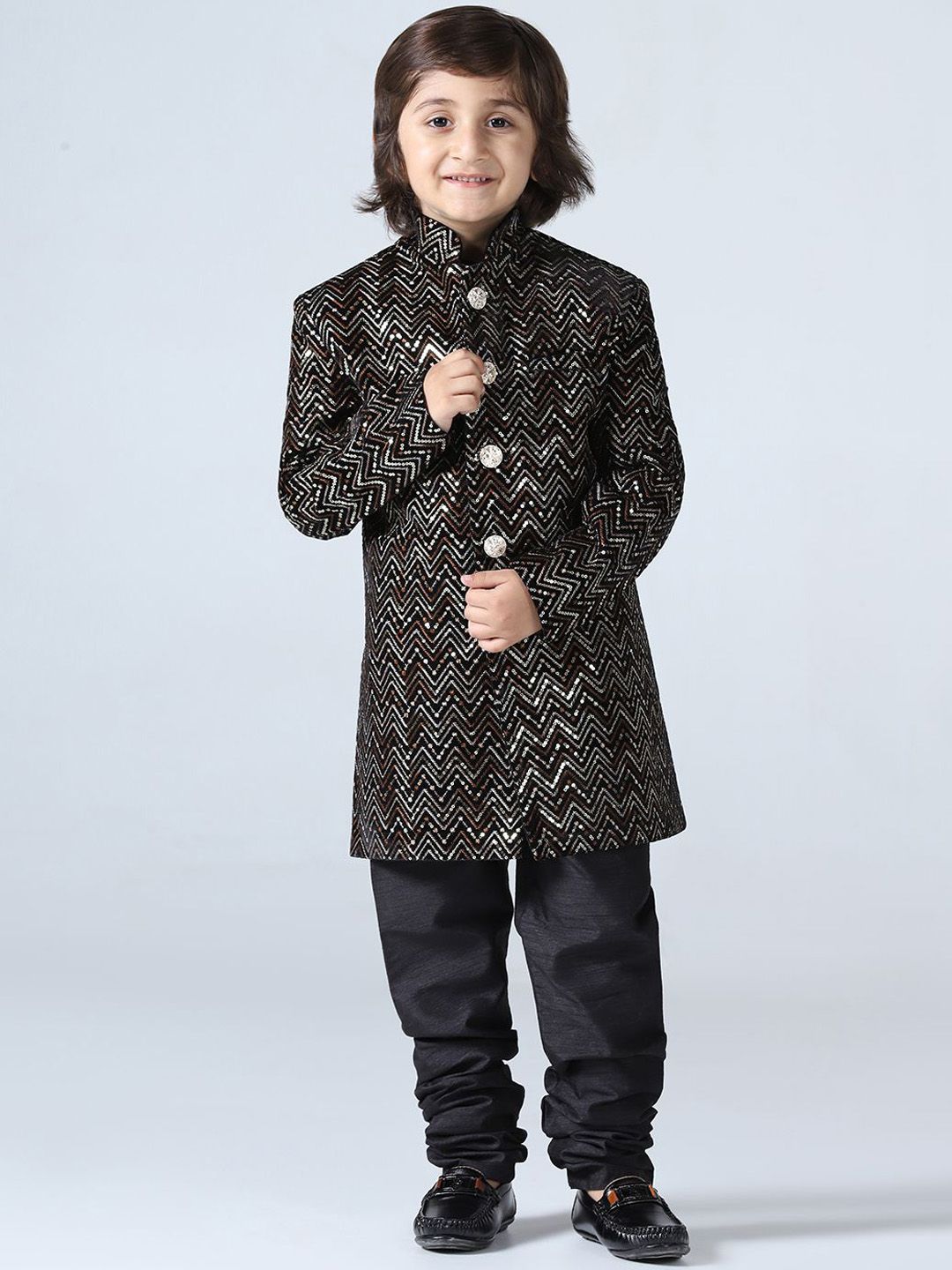 TAHVO Embellished Slim-Fit Sherwani Set-picture-19