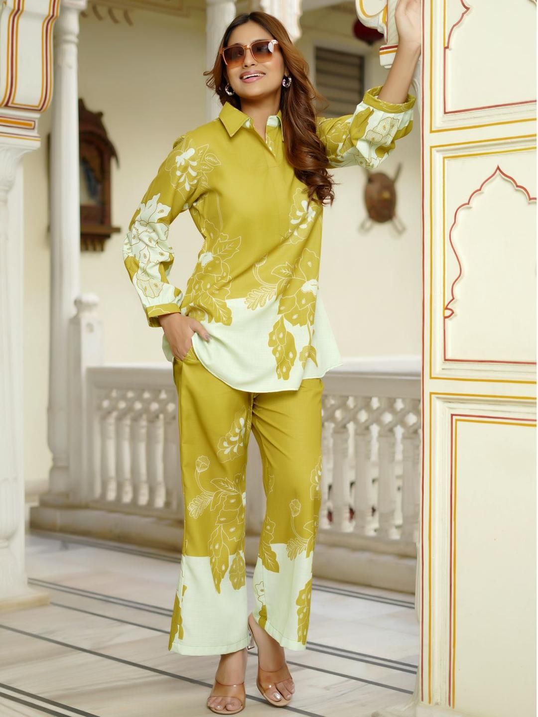 Moda Rapido Printed Shirt Collar Shirt With Trousers Co-Ords