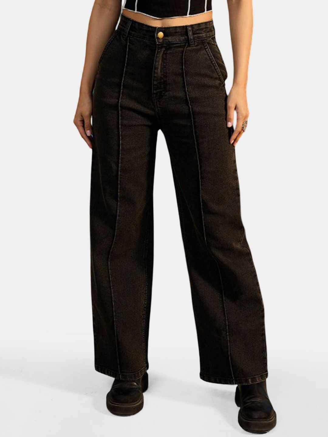 The Roadster Lifestyle Co. Women Straight-Fit High-Rise Cotton Jeans