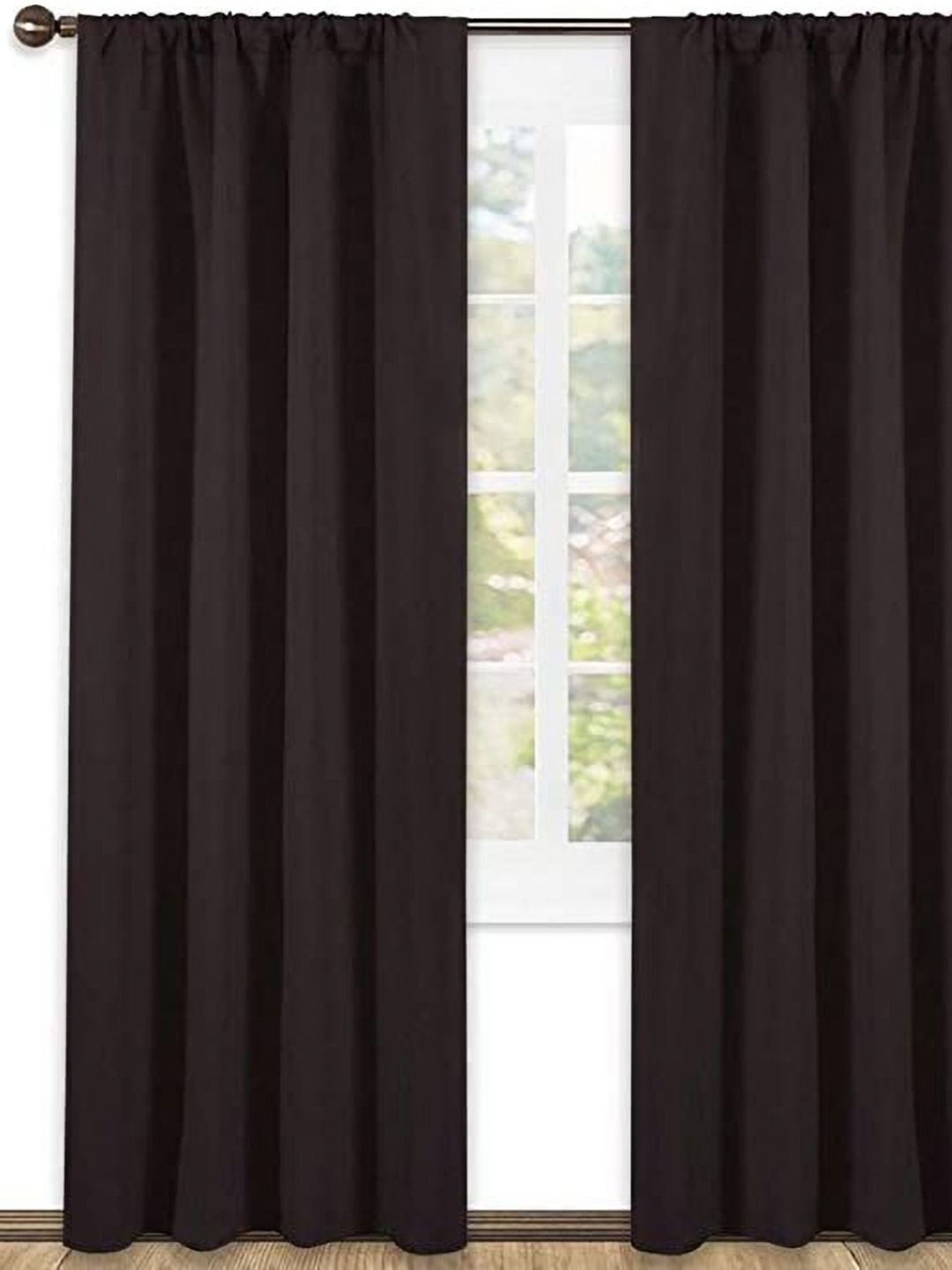 Parda Online Brown 2 Pcs Black Out Window Curtain-image-11
