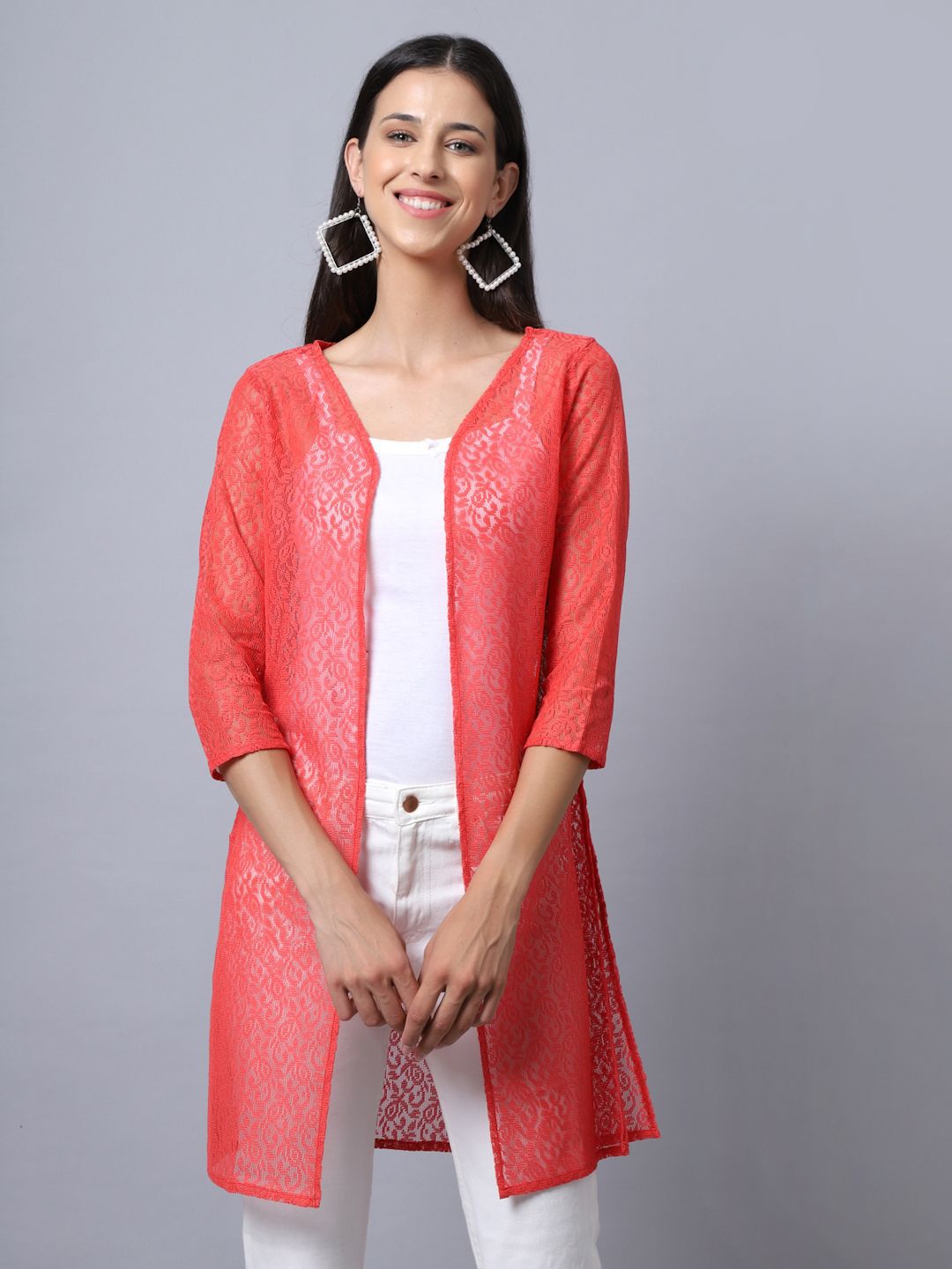 A AND K Floral Printed Cotton Shrug-image-44