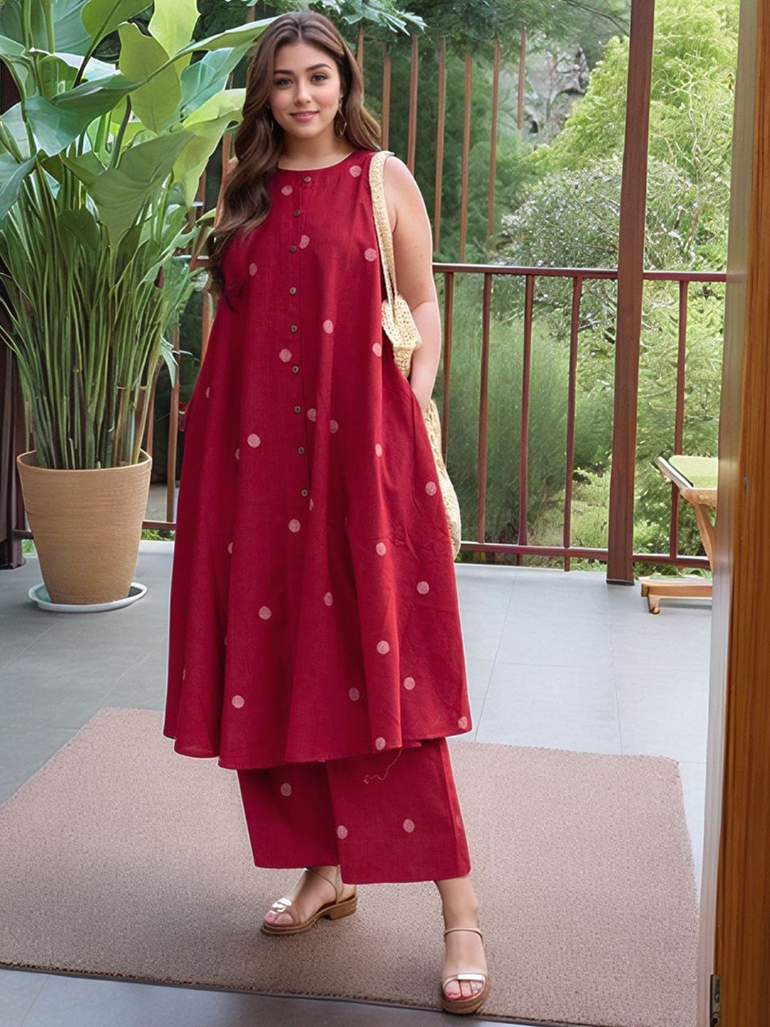 Aaghnya Women Geometric Printed Kurta with Palazzo