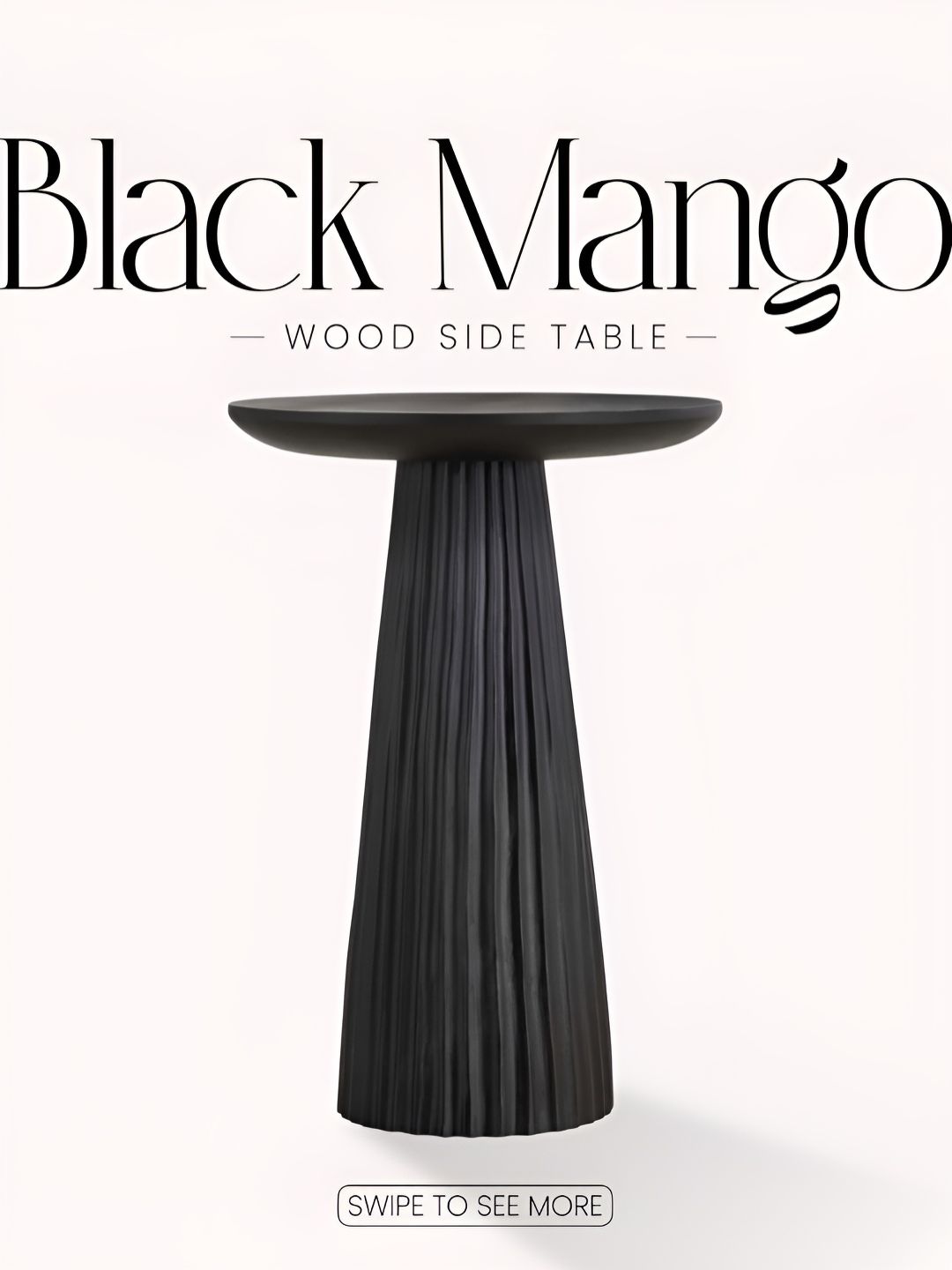 Qdore Home Black Mango Black Textured Wooden Bedside Table