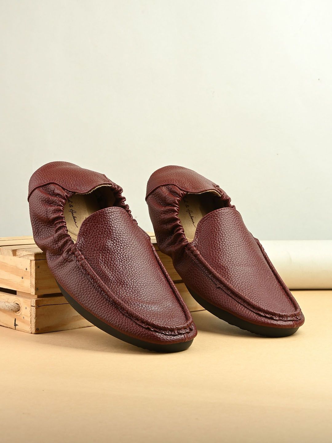 Mast & Harbour Men Textured Round Toe Wide Slip-On Regular Loafers-image-36