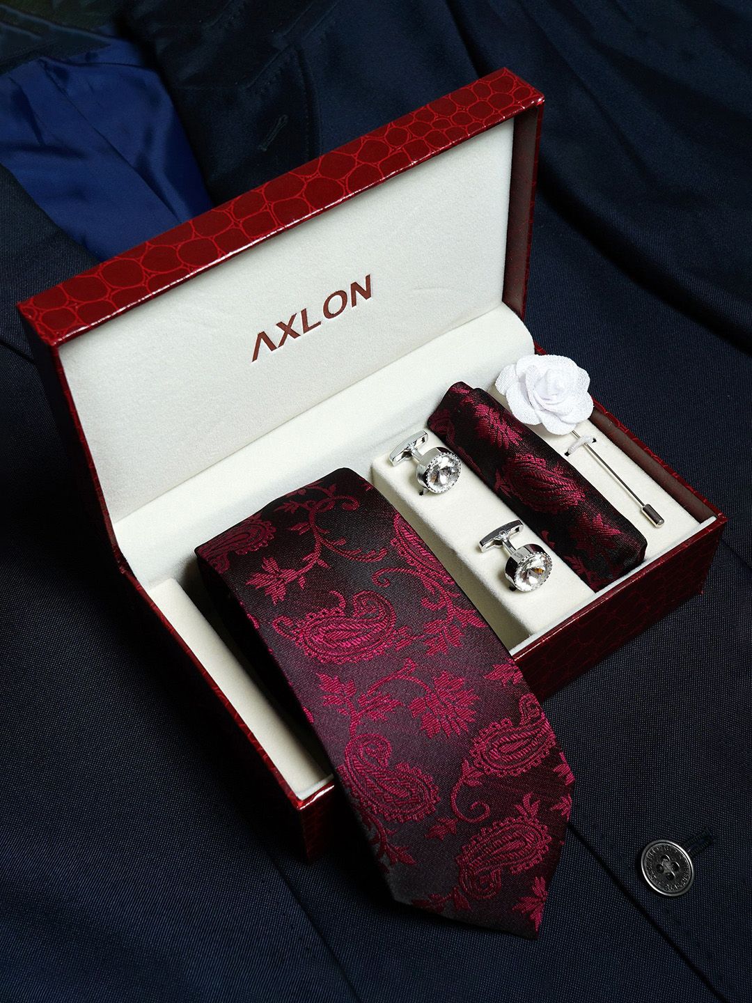 Axlon Men Paisley Tie & Pocket Square Accessory Gift Set-picture-24