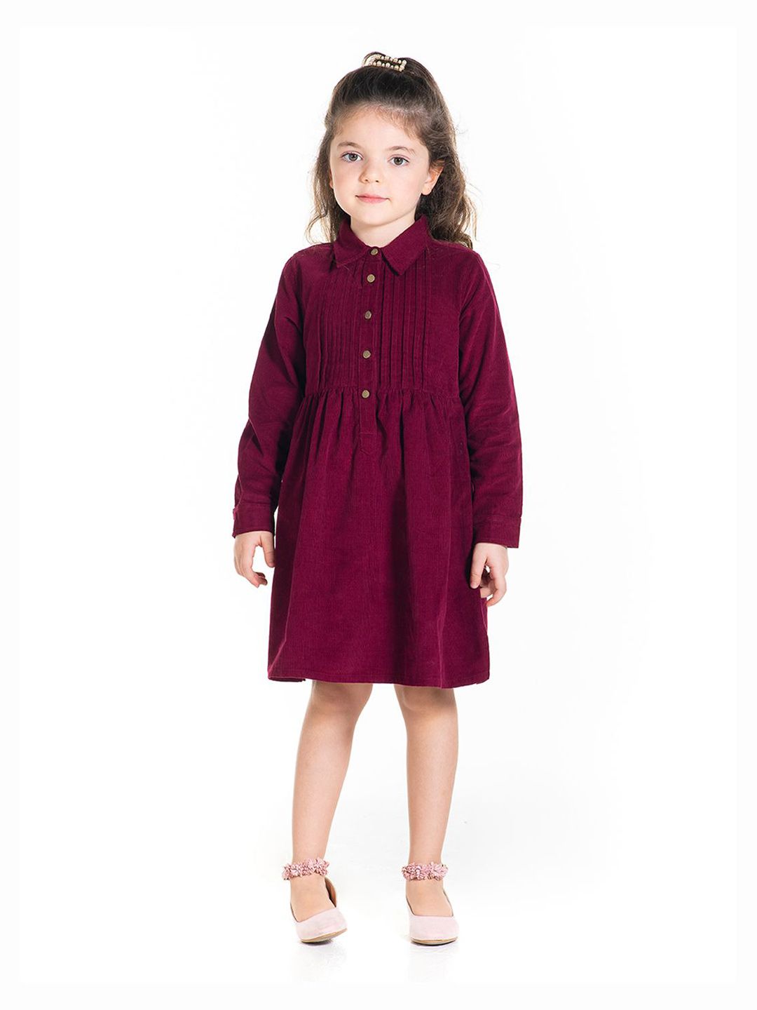Cherry Crumble Girls Cuffed Sleeve Cotton Shirt Dress-picture-14