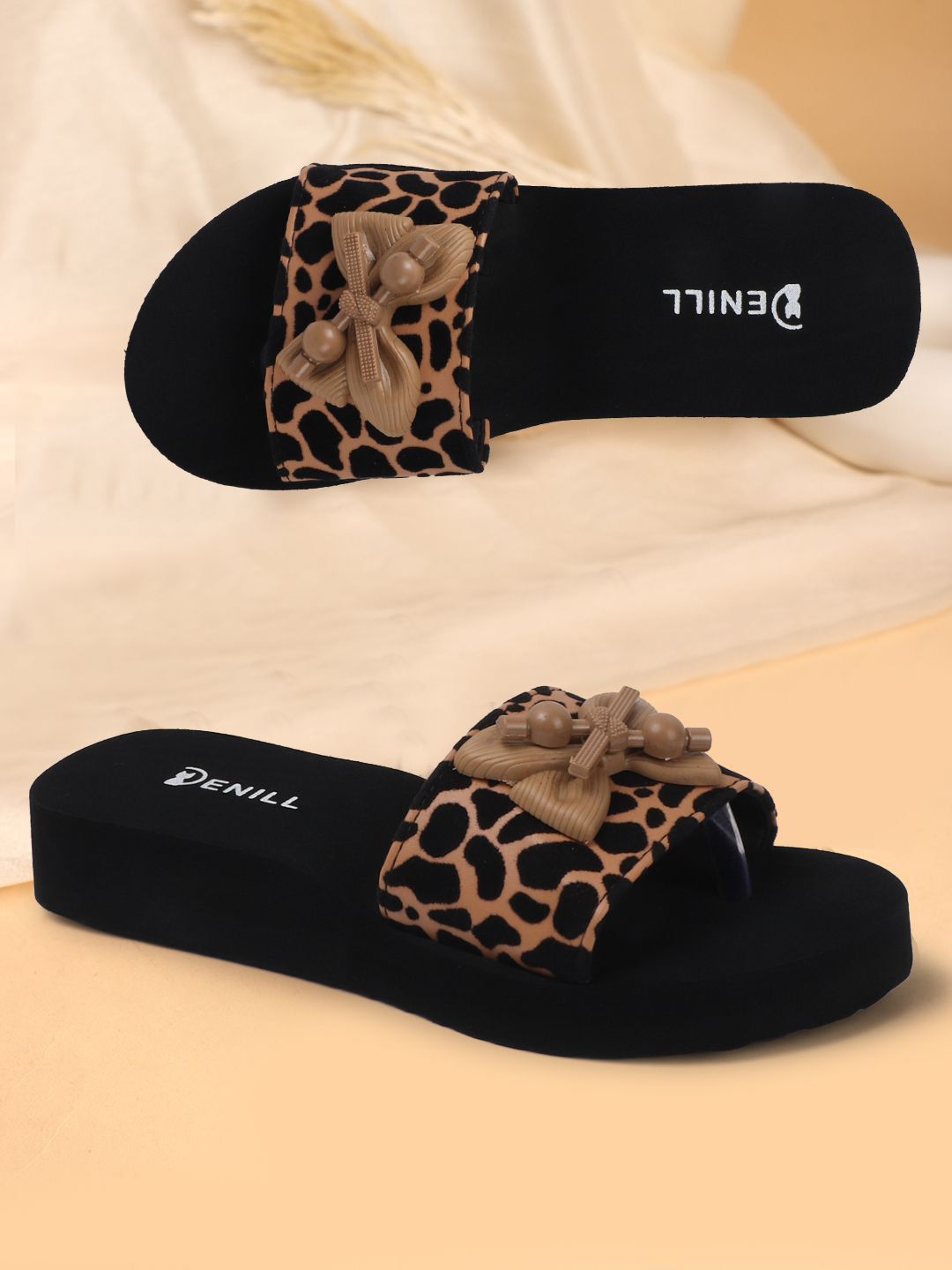 Denill Women Printed Open Toe Flats with Bow-picture-23