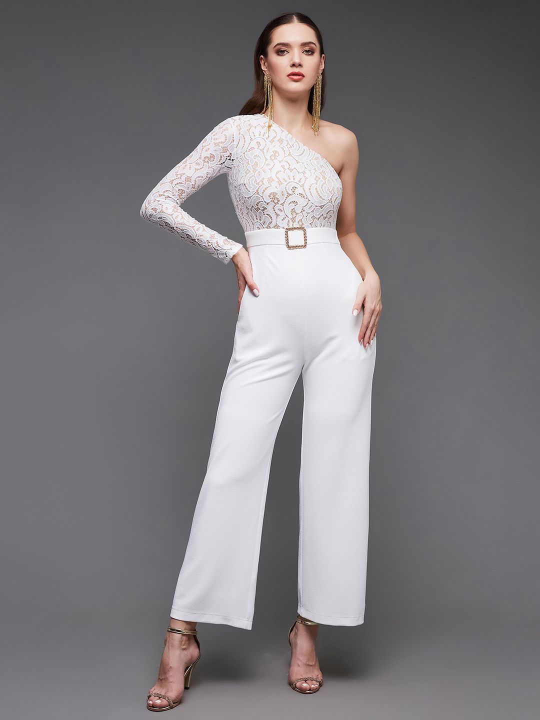 Miss Chase Women Self Design Basic Jumpsuit with Belt-picture-14