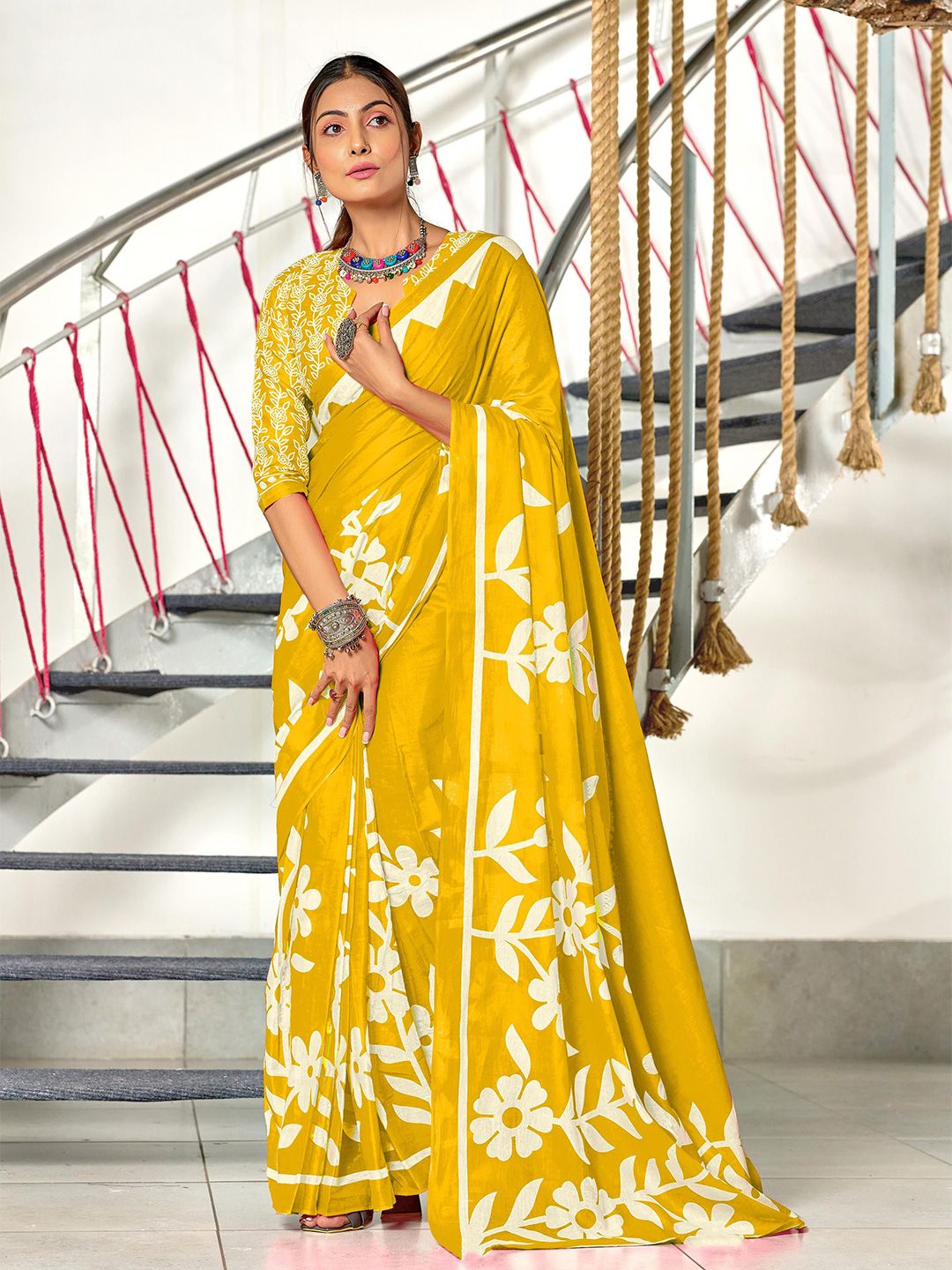 Panzora Floral Block Print Saree-picture-13