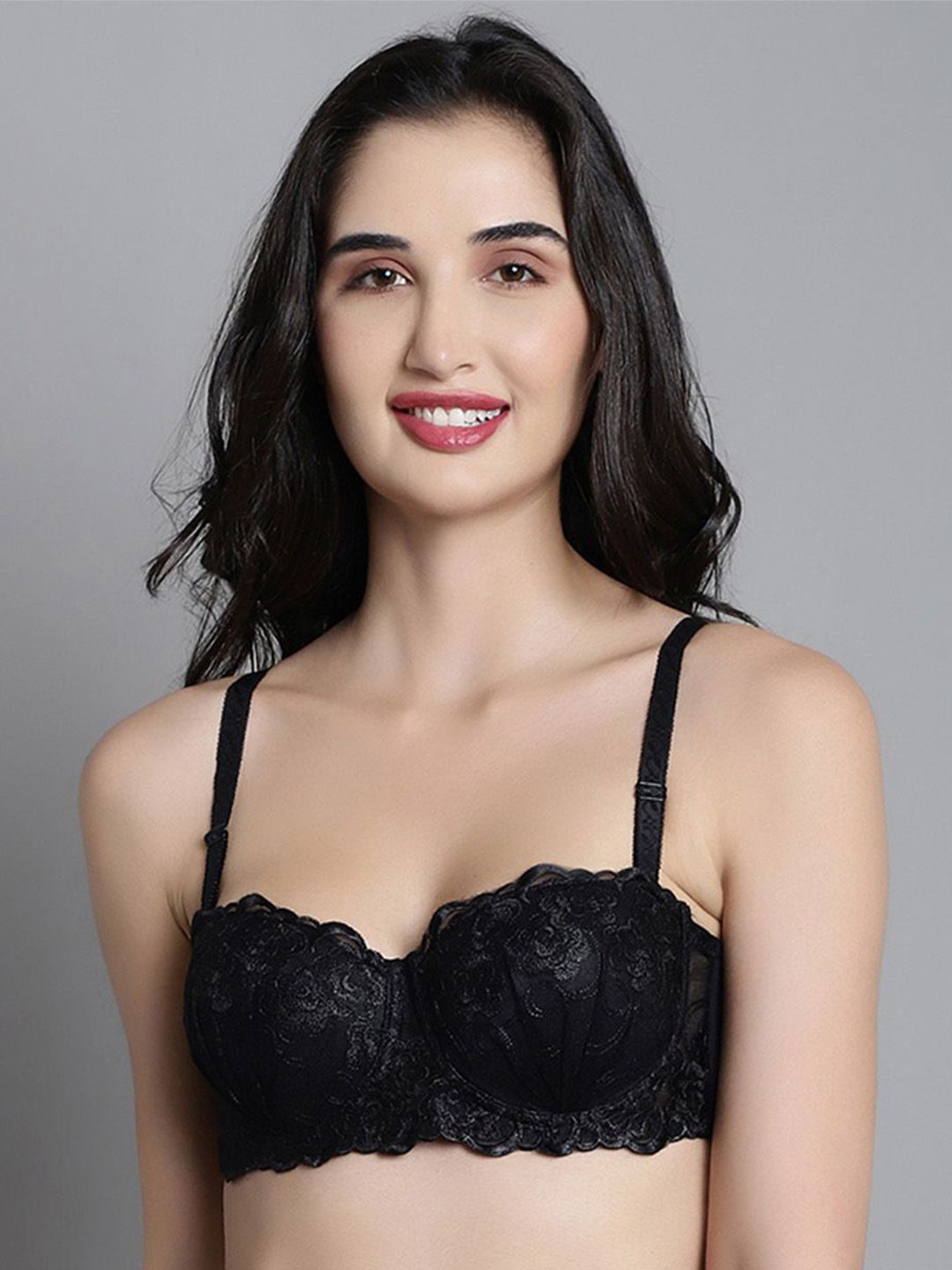 MAKCLAN Women Medium Coverage Underwired Lightly Padded Balconette Bra