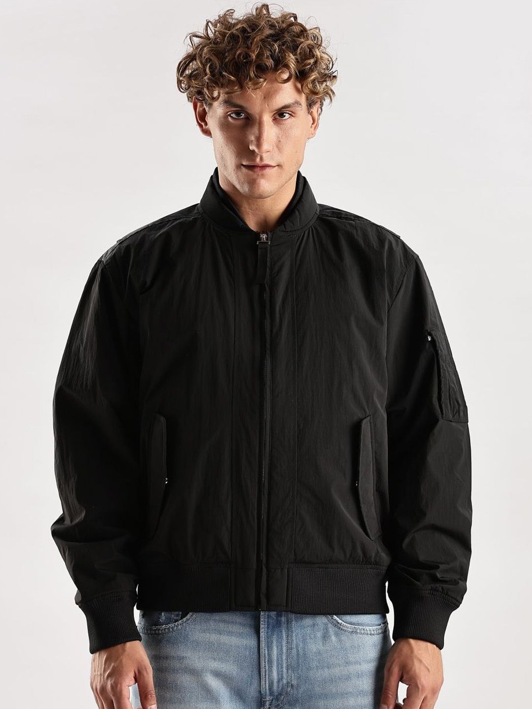 Calvin Klein Jeans Mandarin Collar Bomber Jacket-picture-11