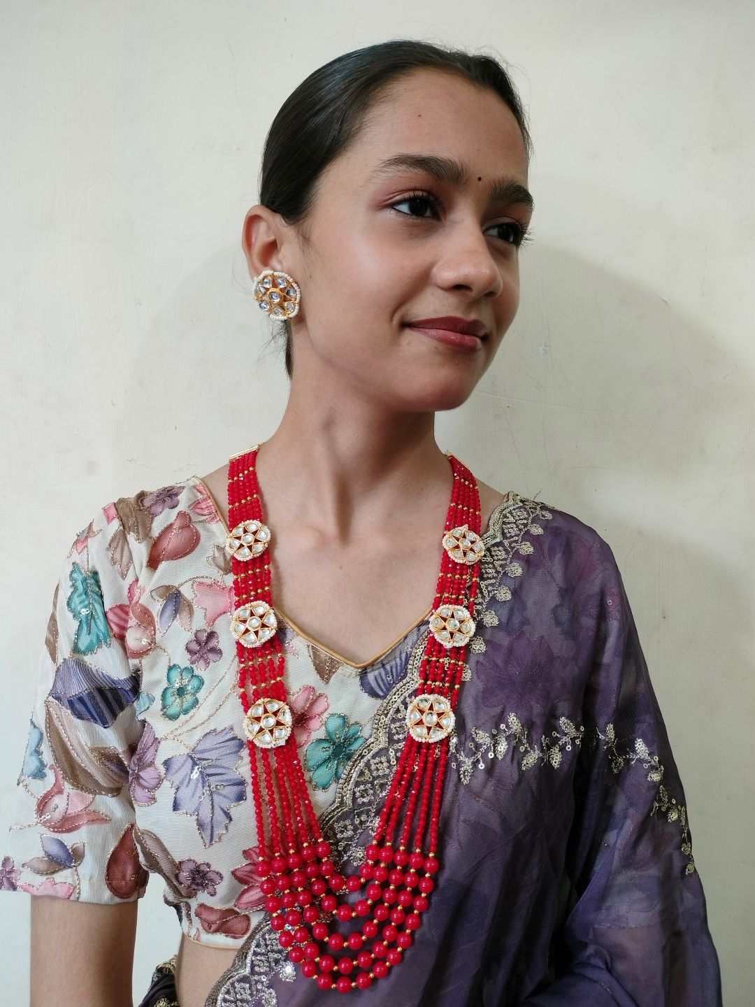 HS FATIO Gold-Plated Stone-Studded & Beaded Jewellery Set-picture-33