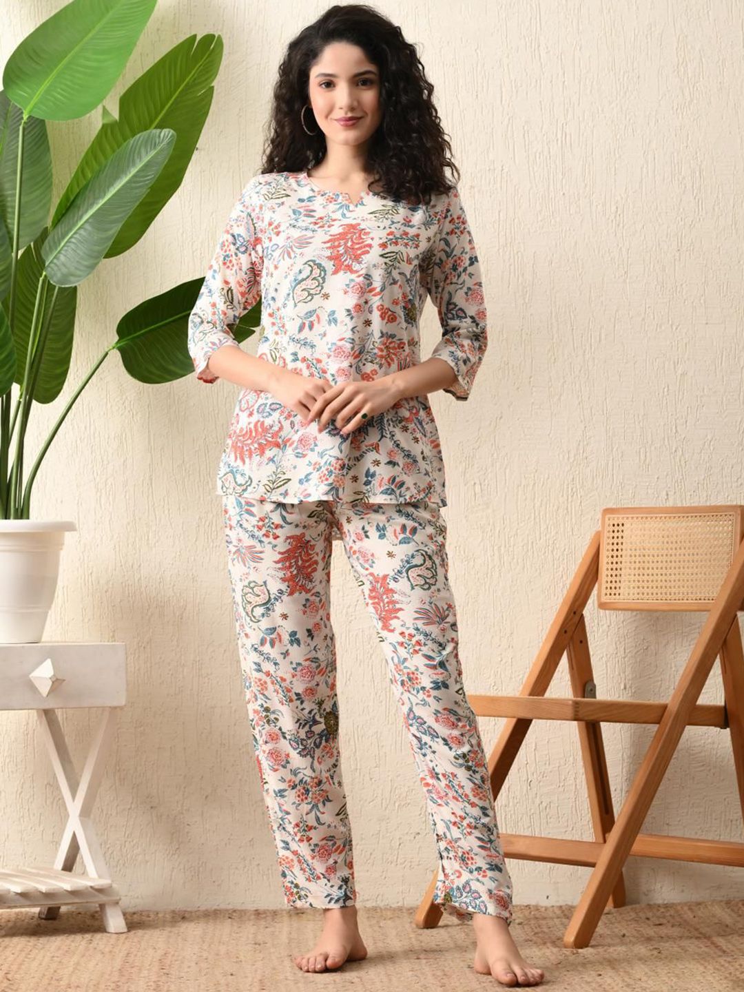 Ichaa Women Floral Printed Night suit-image-12