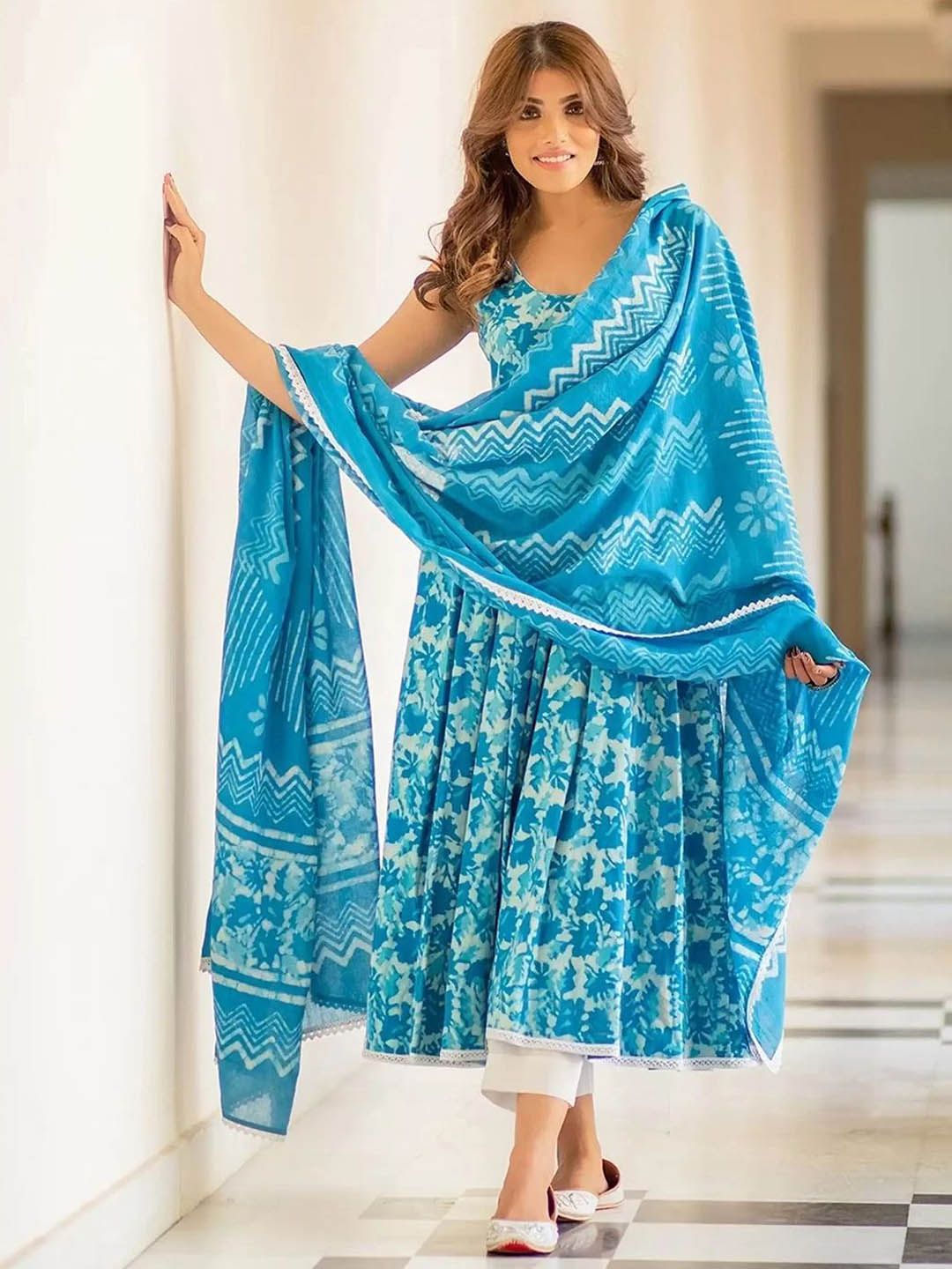 Anouk Rustic Ethnic Motifs Printed Anarkali Kurta with Trousers & Dupatta