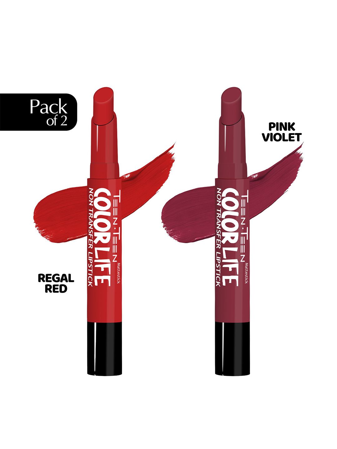 TEEN TEEN COSMETICS Set Of 2 Color Life Lip Crayon- Regal Red & Pink Violet-picture-23