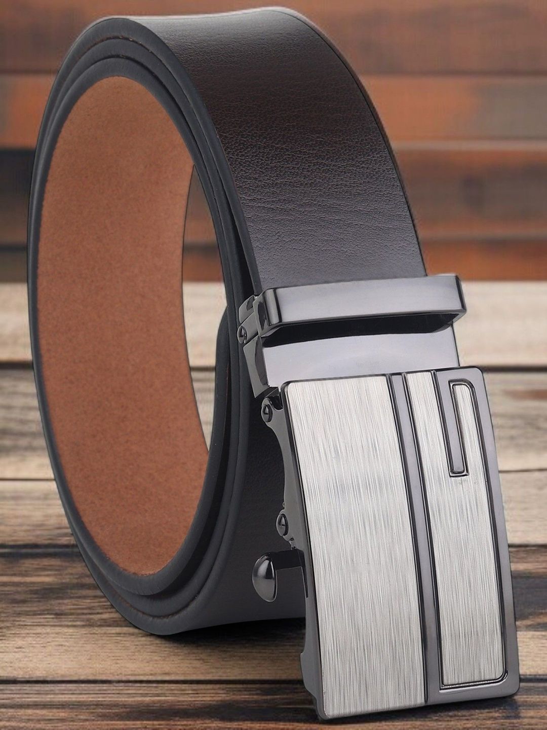 The Roadster Lifestyle Co. Men Textured Leather Formal Belt-picture-10