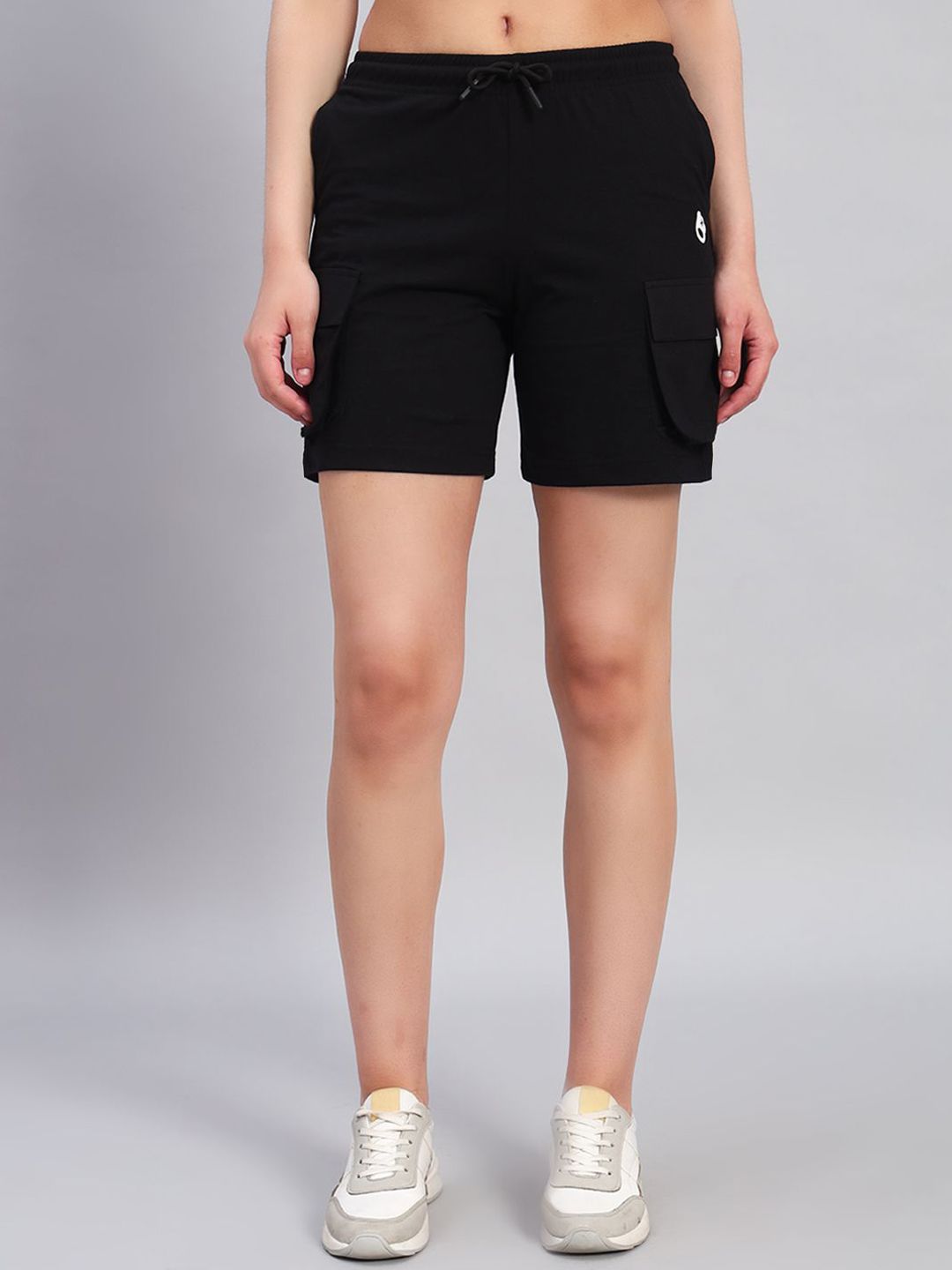 GRIFFEL Women Loose Fit High-Rise Cotton Cargo Shorts-picture-41