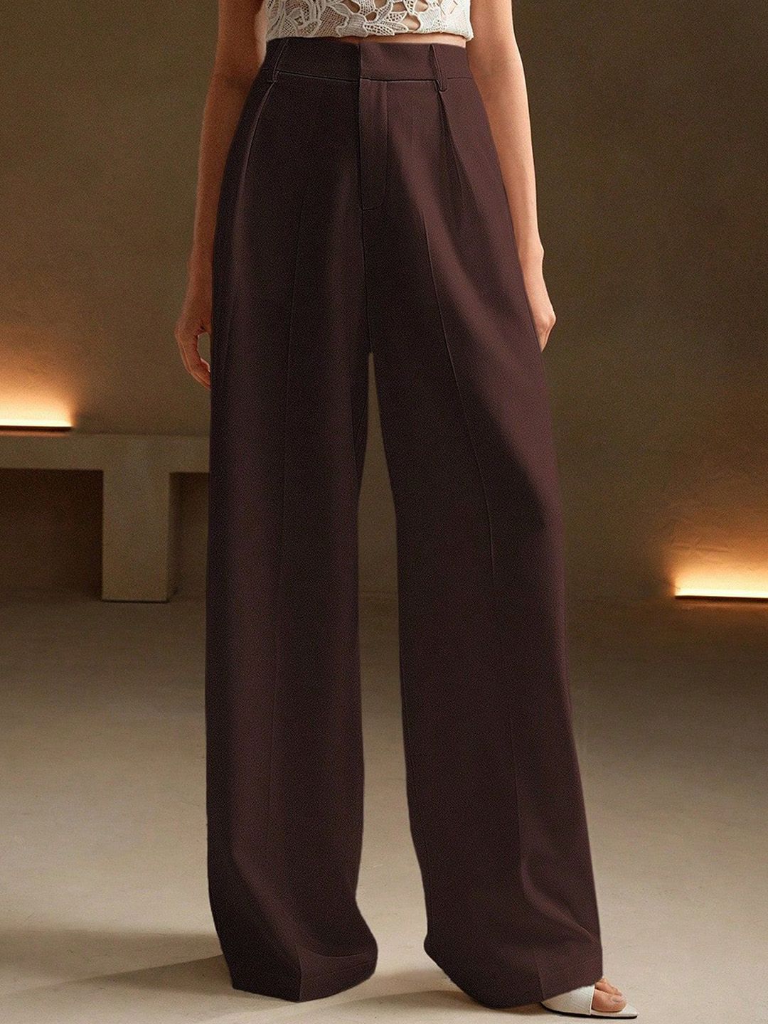 Chemistry Women Relaxed Straight Leg High-Rise Pleated Trousers