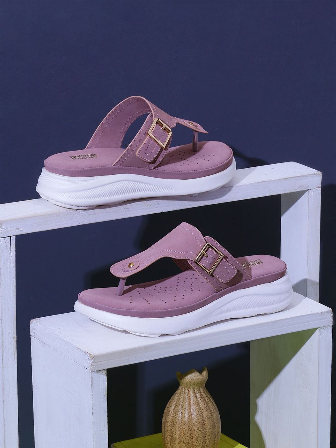 DOCTOR EXTRA SOFT Women Solid Round Toe T-Strap Flats-picture-10