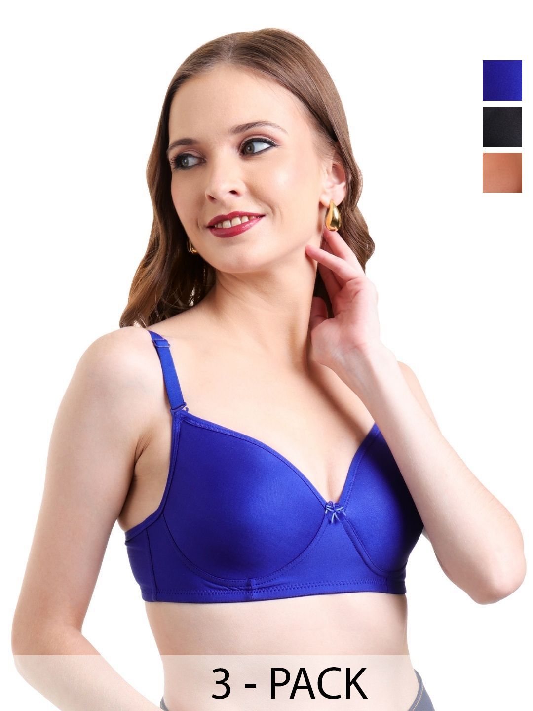 INGRID Women Pack Of 3 Cotton Medium Coverage Heavily Padded Bra-picture-21