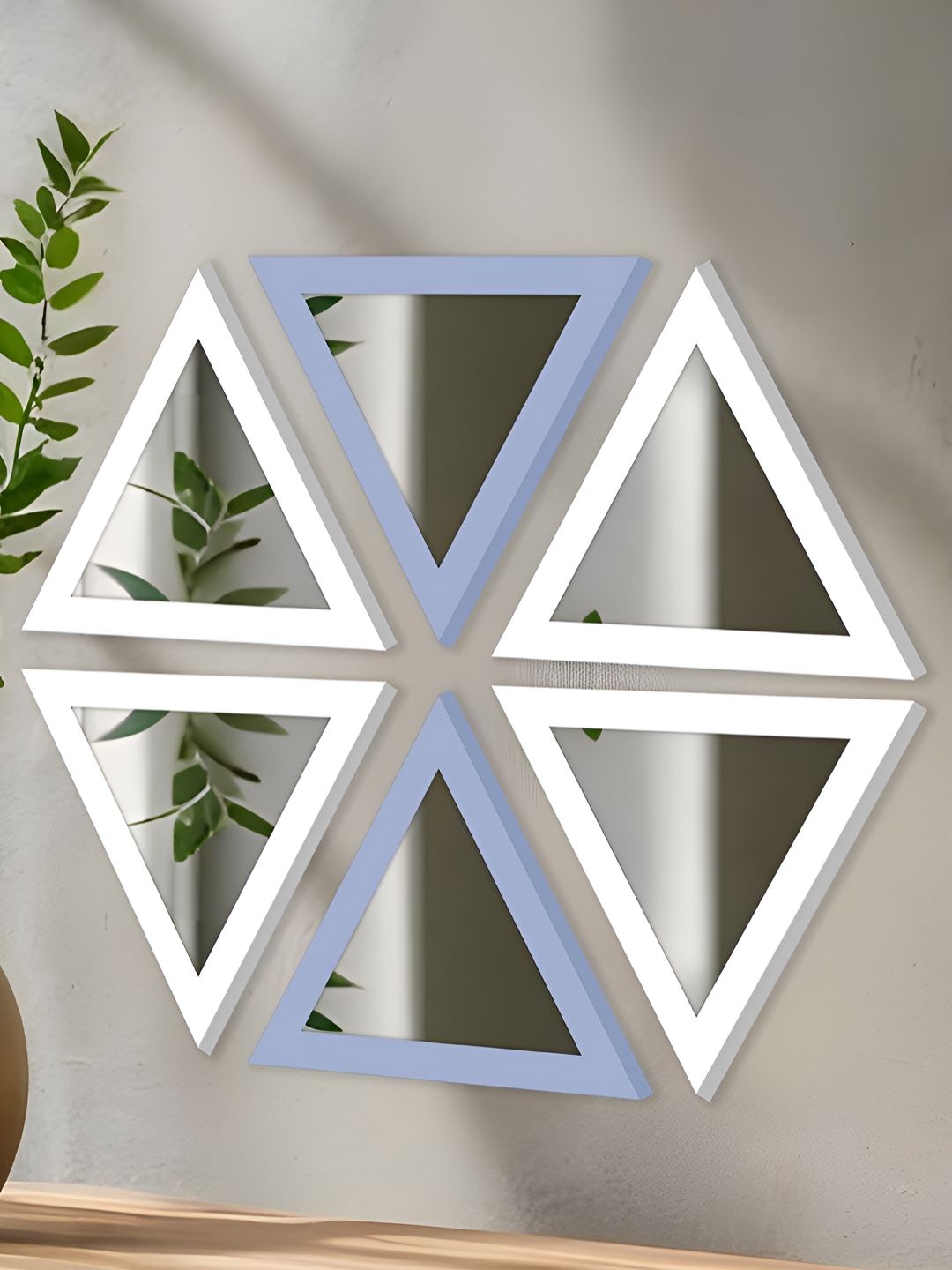 Art Street 6-Pcs Blue & White Triangular Shape Acrylic Basin Mirror With Hook-picture-17