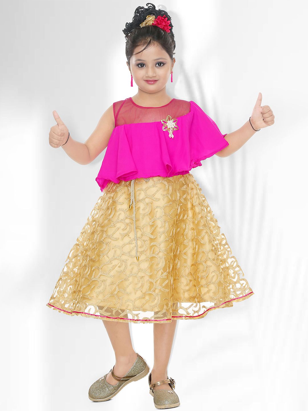 Billion Floral Cape Sleeve Fit & Flare Dress-picture-32