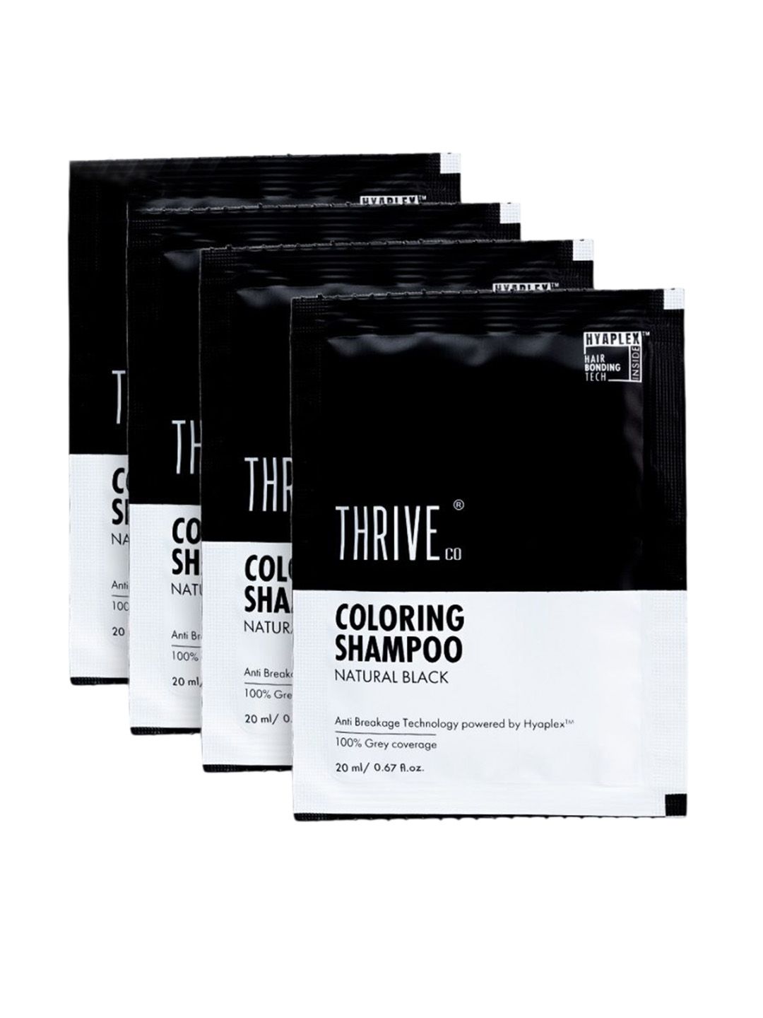 Thriveco Set Of 4 Coloring Shampoo With Hyaplex- 20 ml Each- Natural Black-picture-4