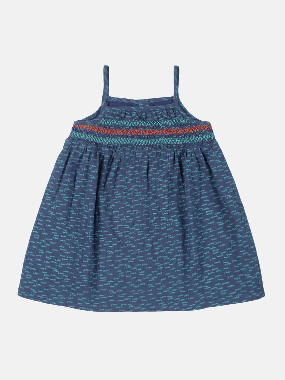 YOUNG BIRDS Girls Printed Shoulder Straps Cotton A-Line Dress-picture-56