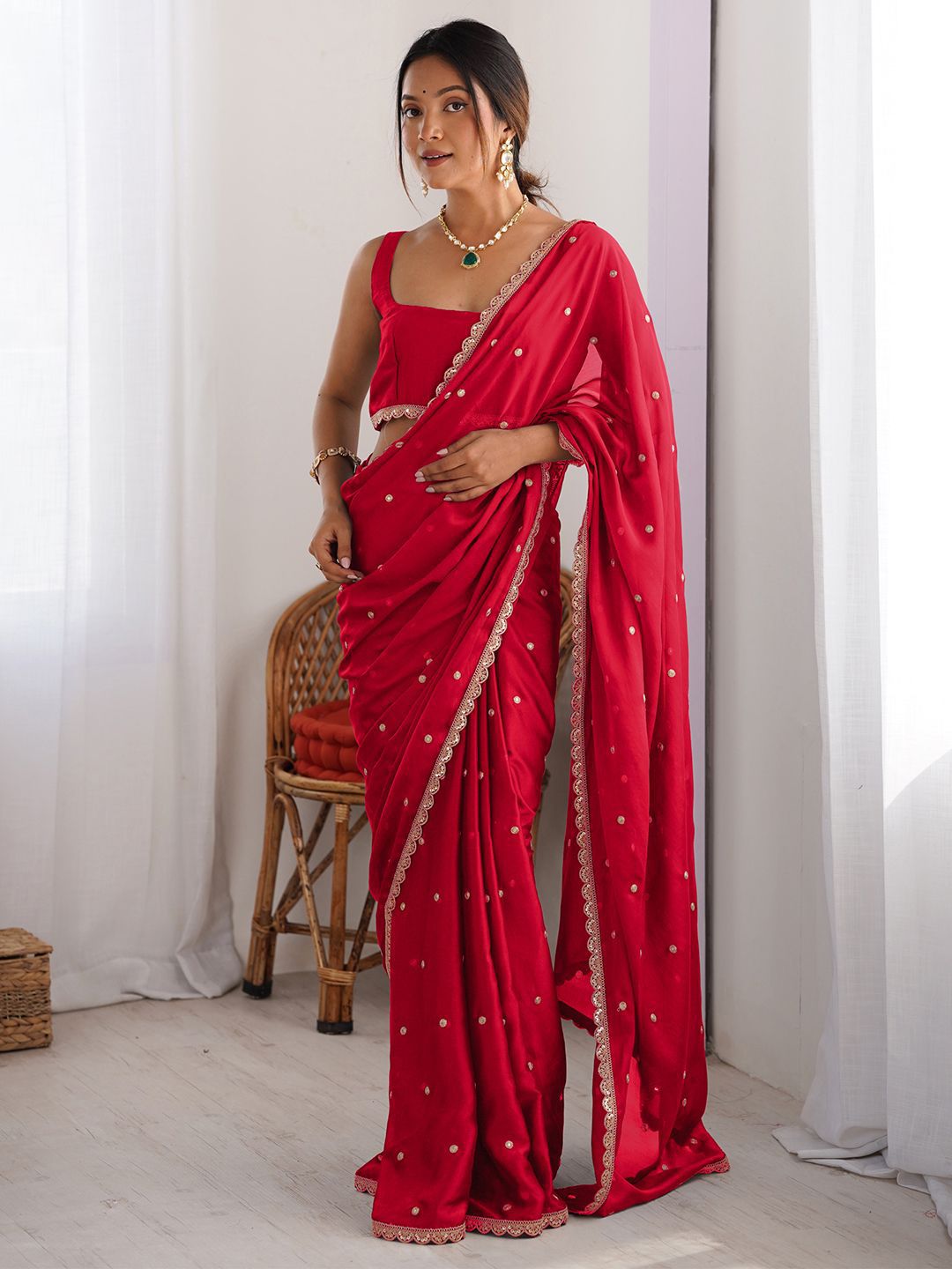 Saree mall Embellished Sequinned Pure Georgette Sarees-image-39
