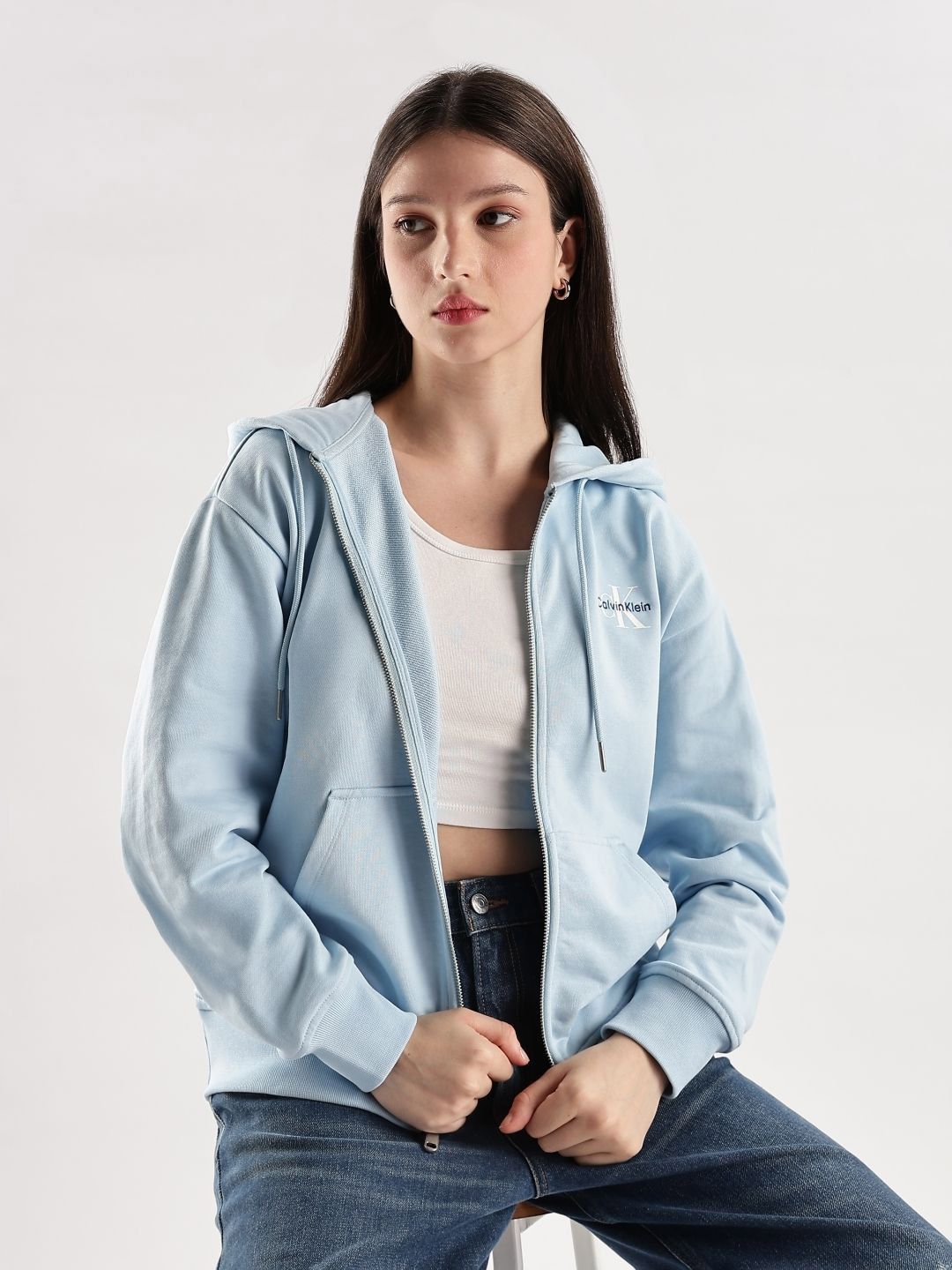 Calvin Klein Jeans Women Solid Hooded Regular Sweatshirt-picture-28