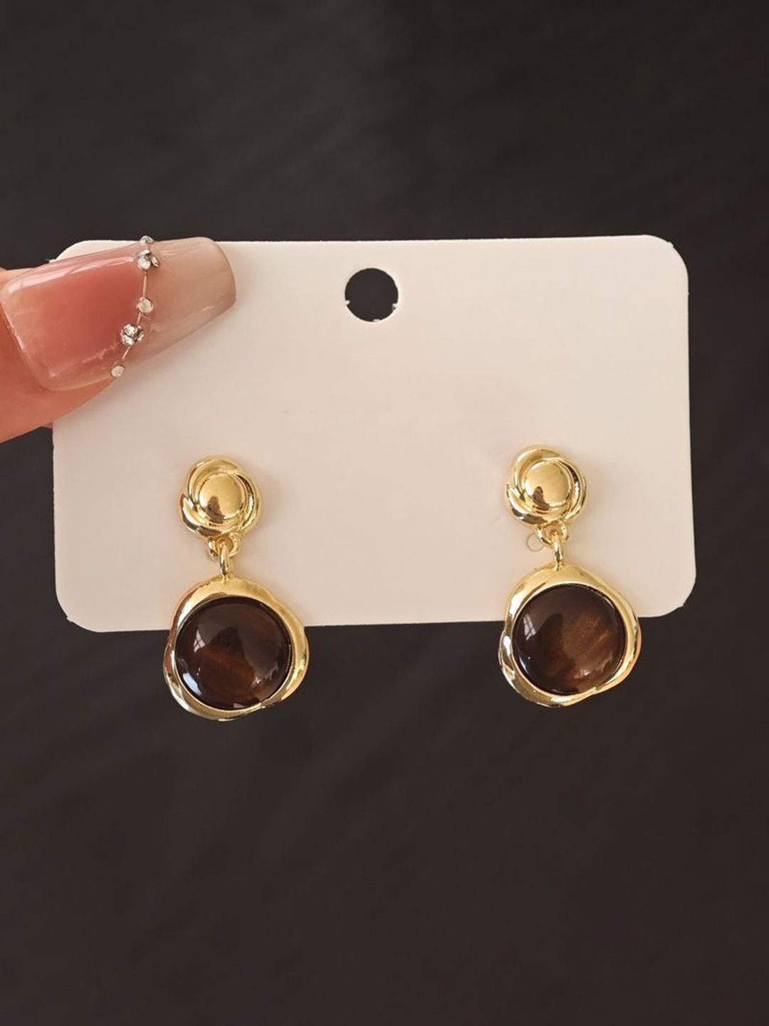 DIVASTRI Gold-Plated Artificial Stones Studded Korean Floral Drop Earrings-picture-32