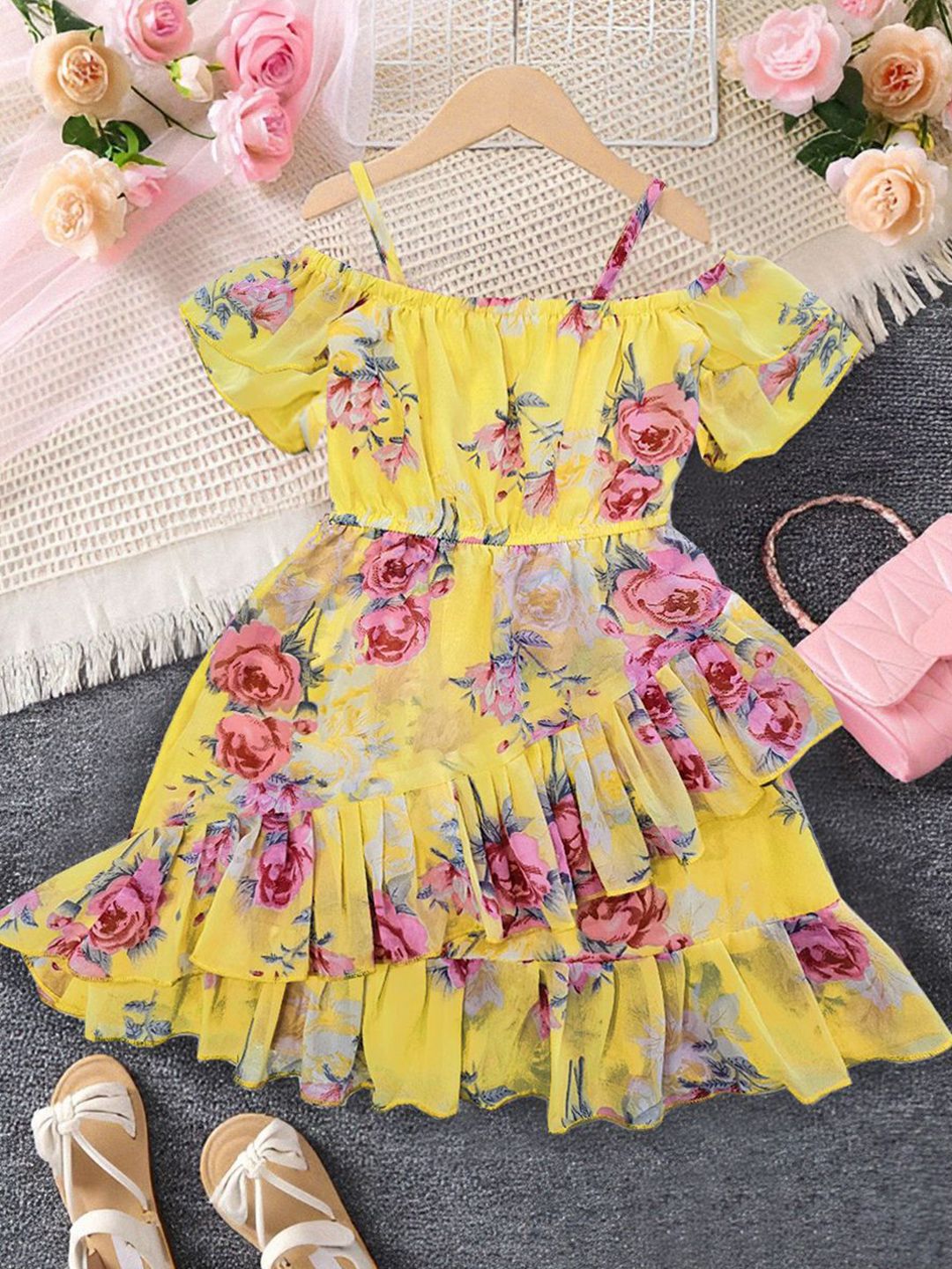 Billion Floral Print Georgette Fit & Flare Midi Dress-picture-5