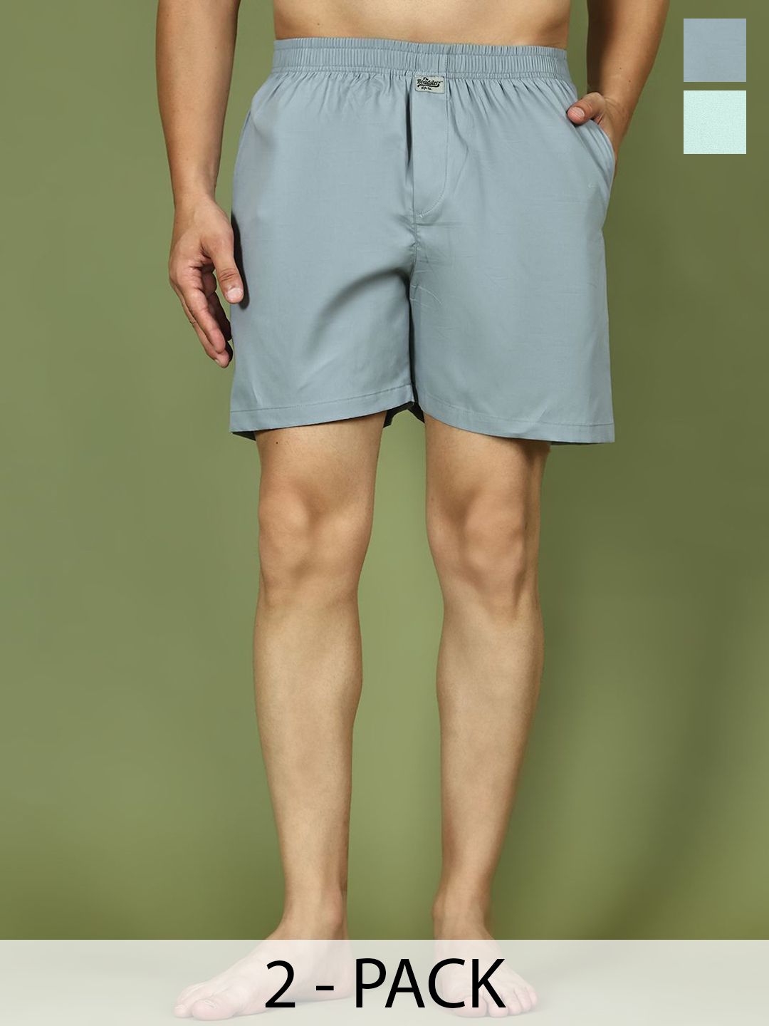 The Roadster Lifestyle Co Pack Of 2 Pure Cotton Boxers -RDBX_154Green-Grey_Pack-2-picture-44