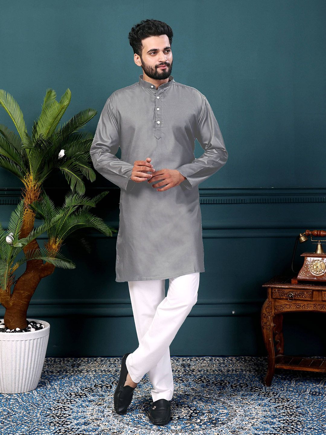 KUNDALI KAKSHAY Men Solid Festive Cotton Straight Kurta-picture-30