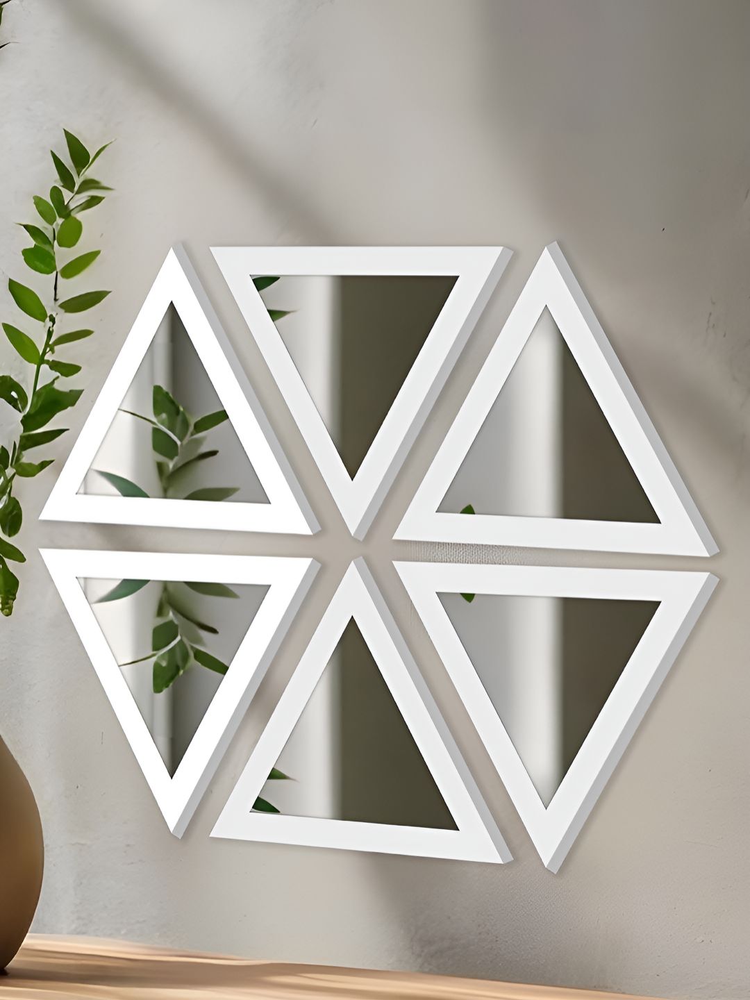 Art Street 6-Pcs White Triangular Shape Acrylic Basin Mirror With Hook-picture-42