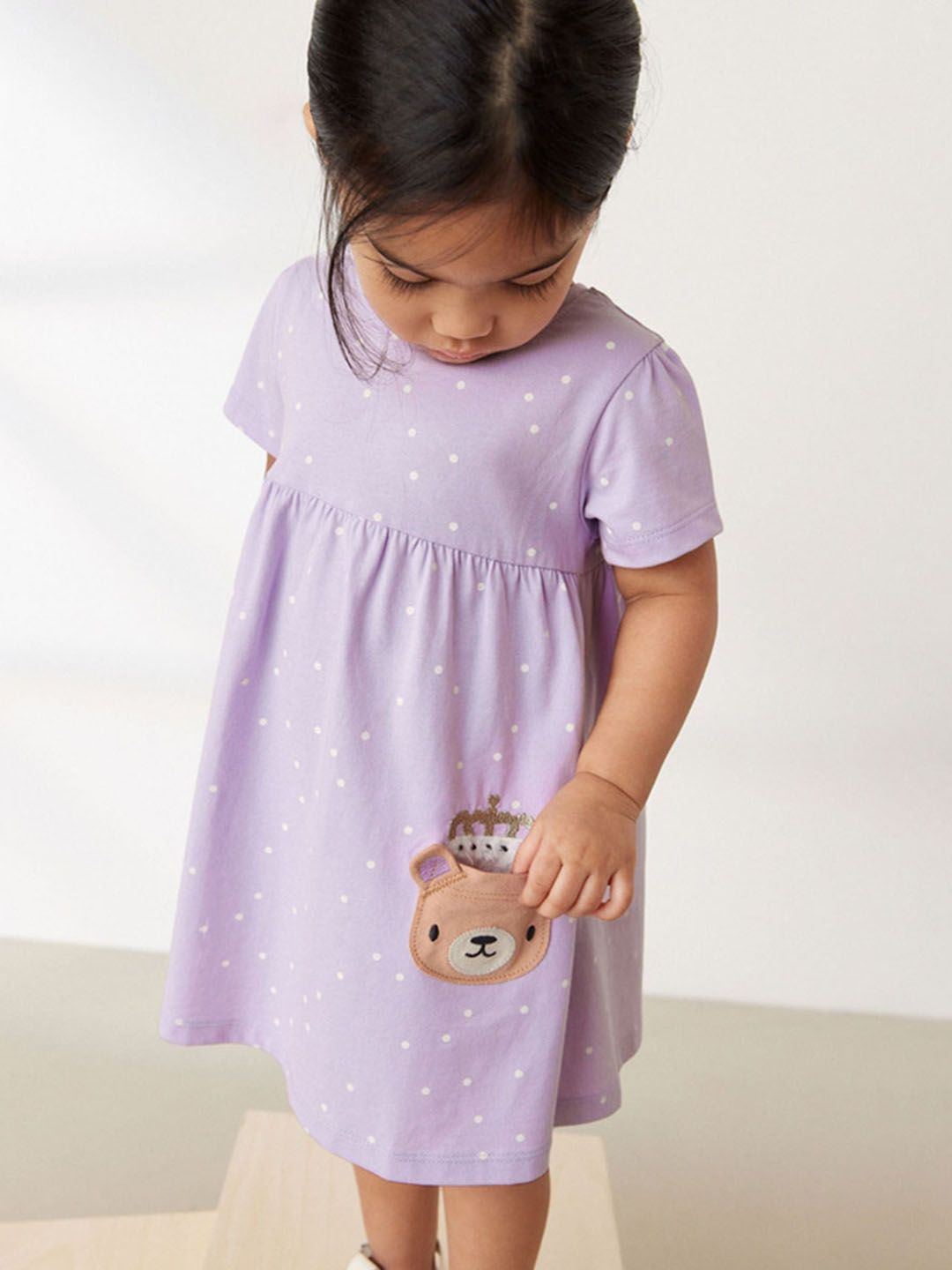 INCLUD Girls Polka Dot Printed Fit & Flare Knee Length Dress-picture-28